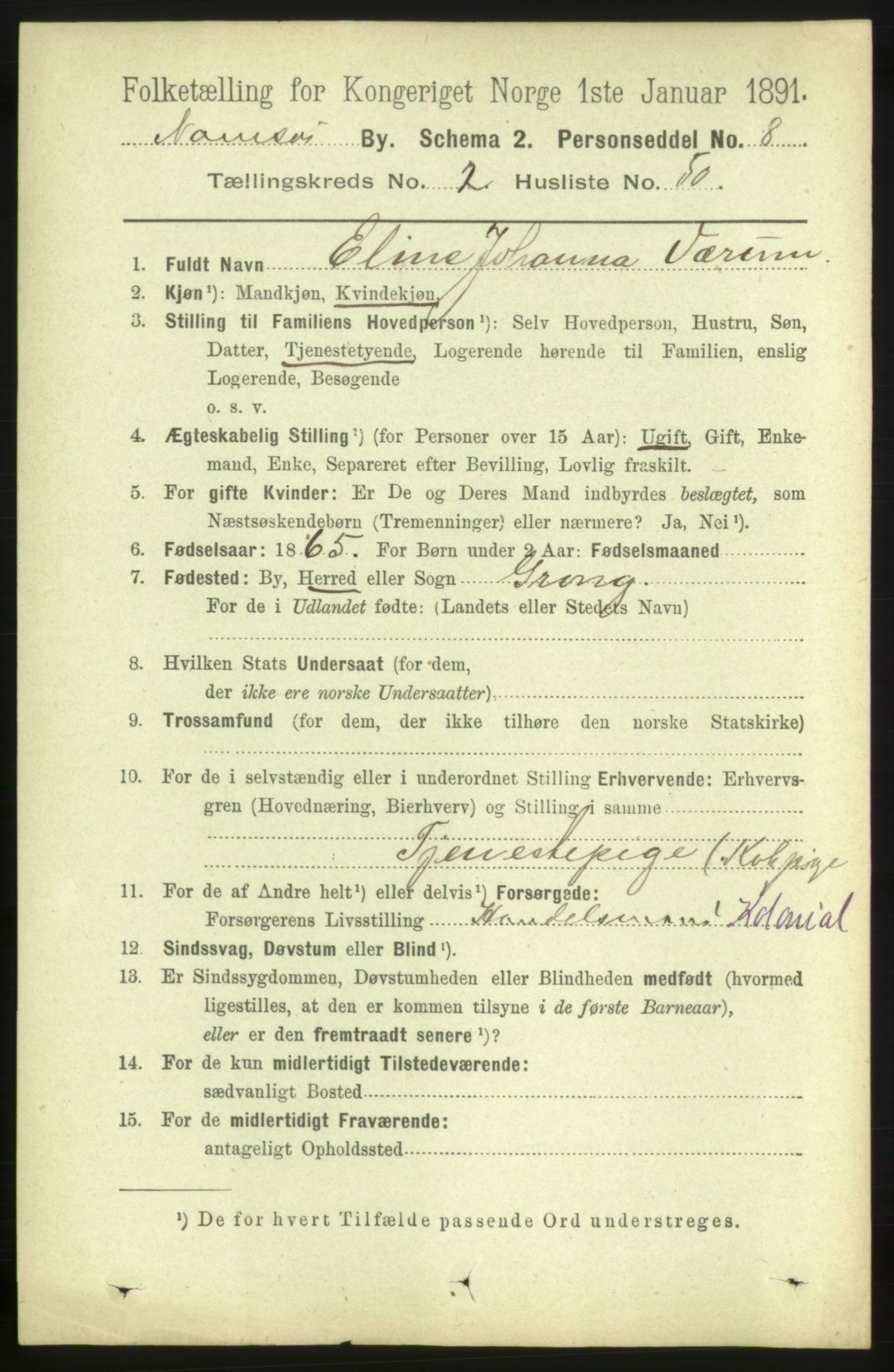 RA, 1891 census for 1703 Namsos, 1891, p. 1079