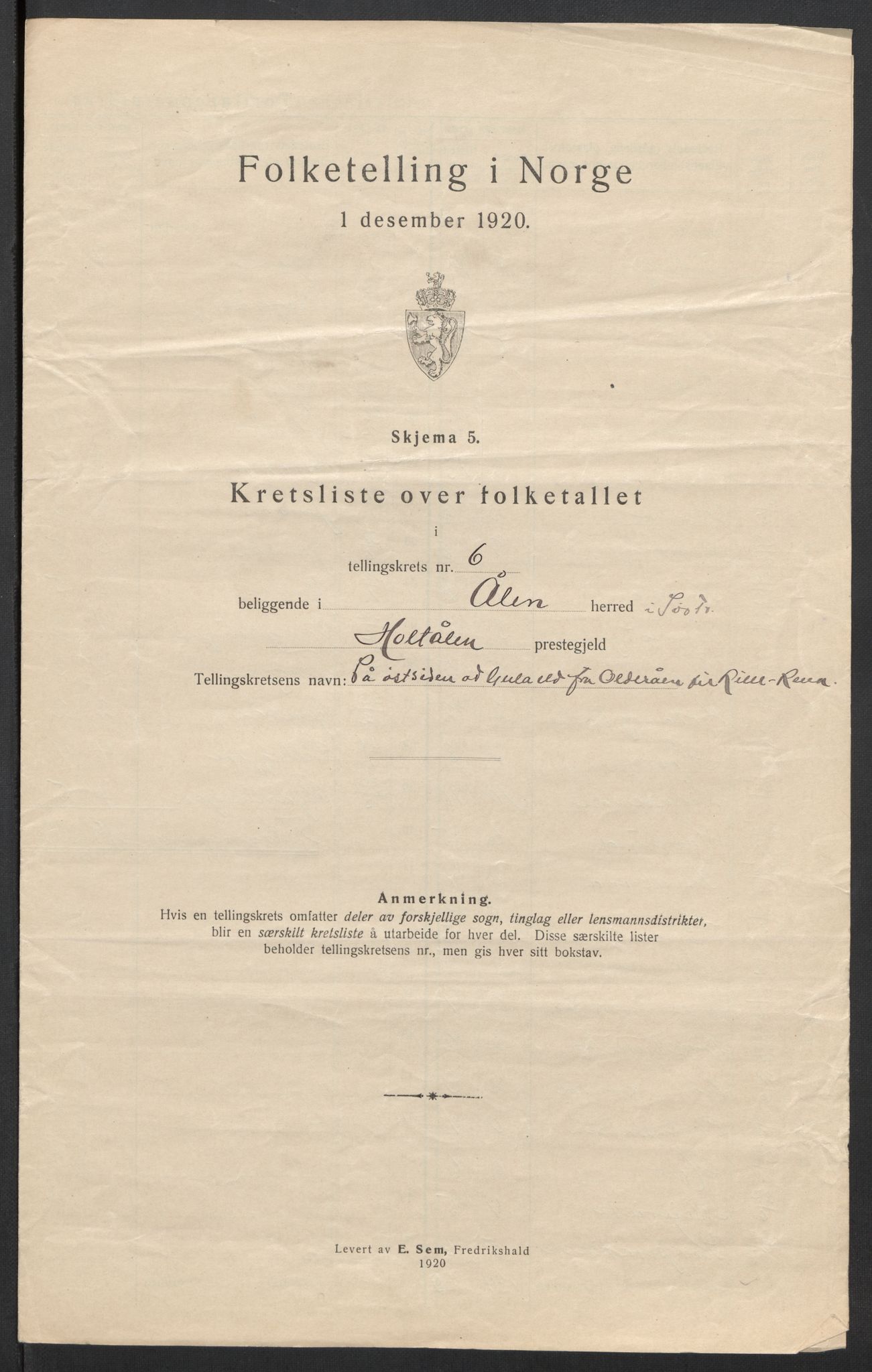 SAT, 1920 census for Ålen, 1920, p. 21