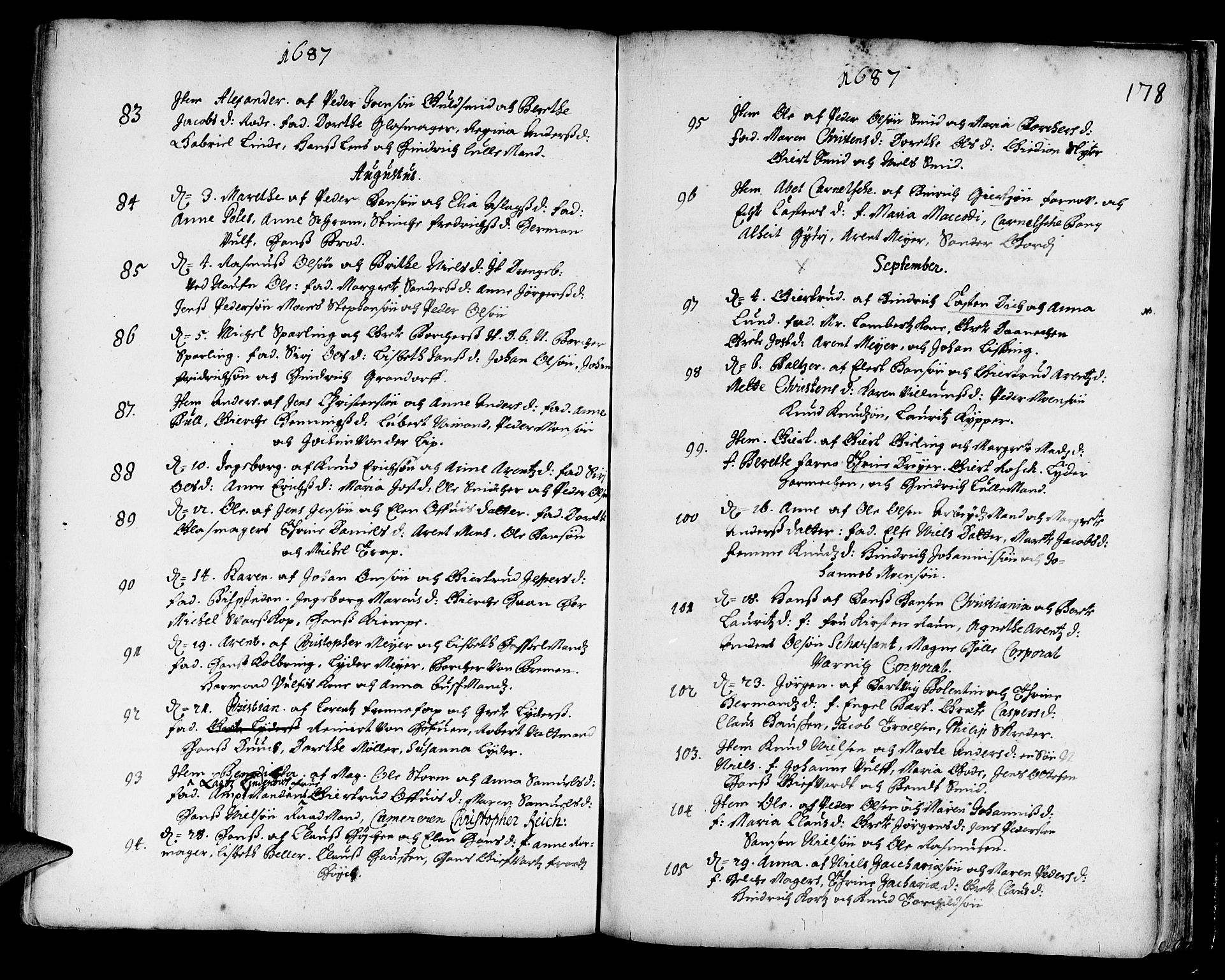 Korskirken sokneprestembete, SAB/A-76101/H/Haa/L0001: Parish register (official) no. A 1, 1674-1688, p. 178