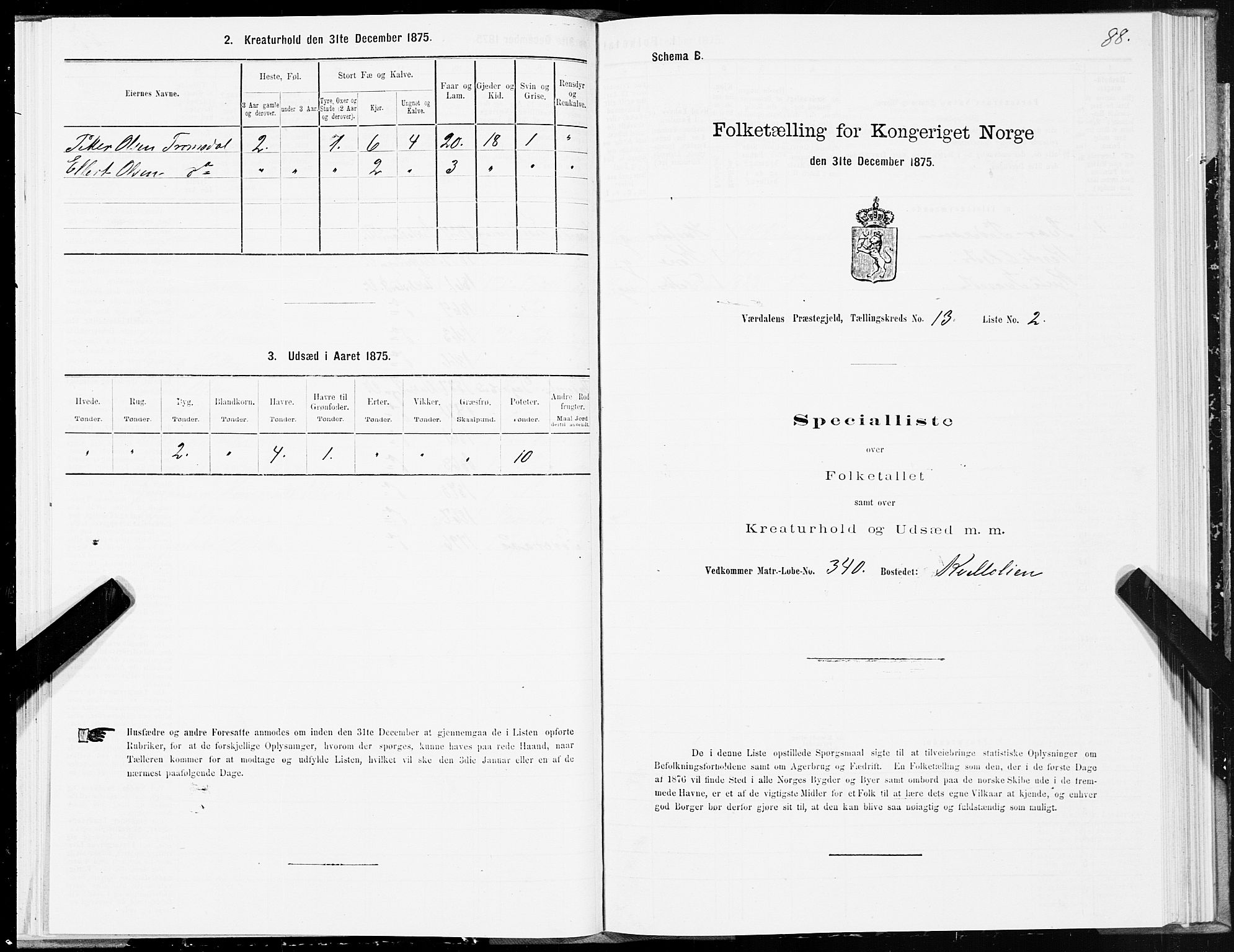 SAT, 1875 census for 1721P Verdal, 1875, p. 7088