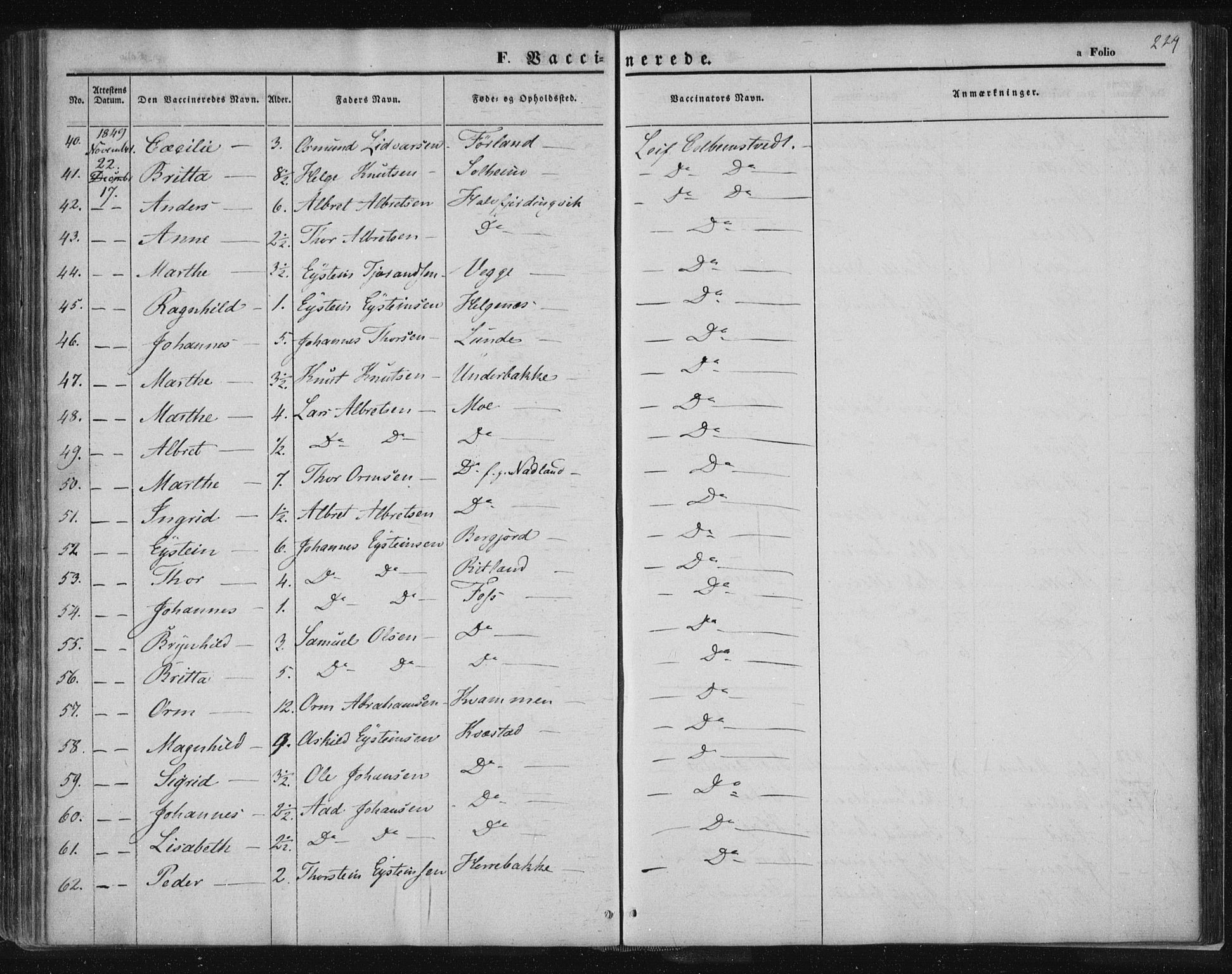 Suldal sokneprestkontor, SAST/A-101845/01/IV/L0008: Parish register (official) no. A 8, 1836-1853, p. 224
