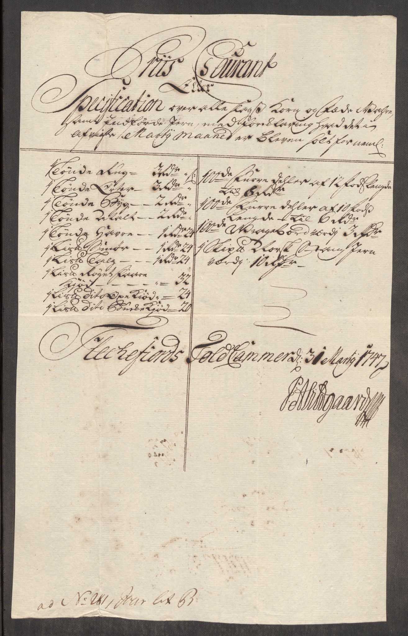 Rentekammeret inntil 1814, Realistisk ordnet avdeling, RA/EA-4070/Oe/L0003: [Ø1]: Priskuranter, 1745-1748, p. 653