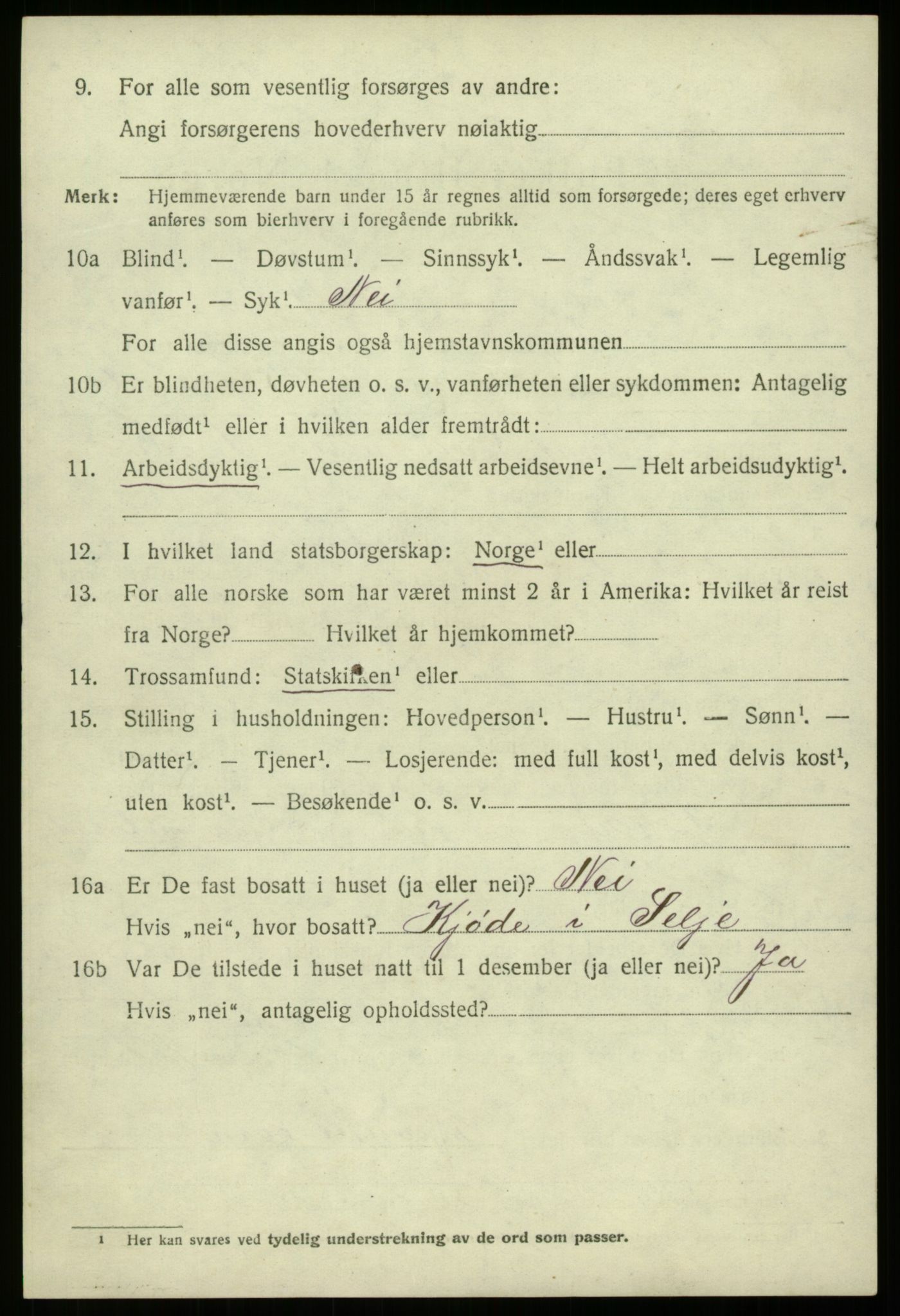 SAB, 1920 census for Selje, 1920, p. 8482