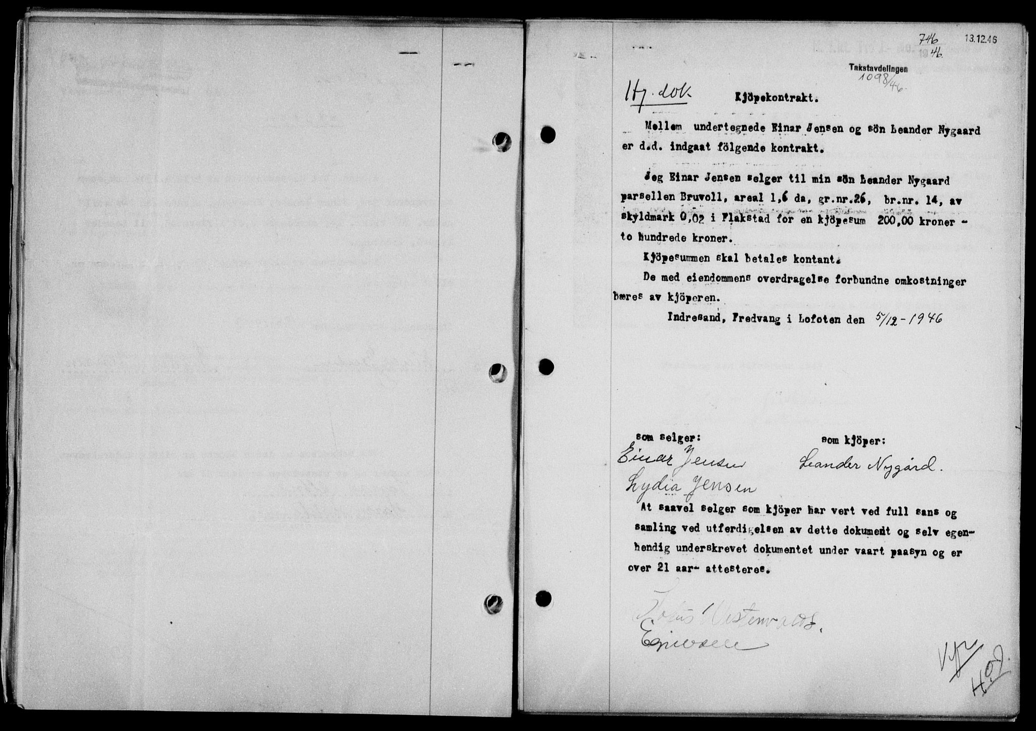 Lofoten sorenskriveri, AV/SAT-A-0017/1/2/2C/L0015a: Mortgage book no. 15a, 1946-1947, Diary no: : 434/1947