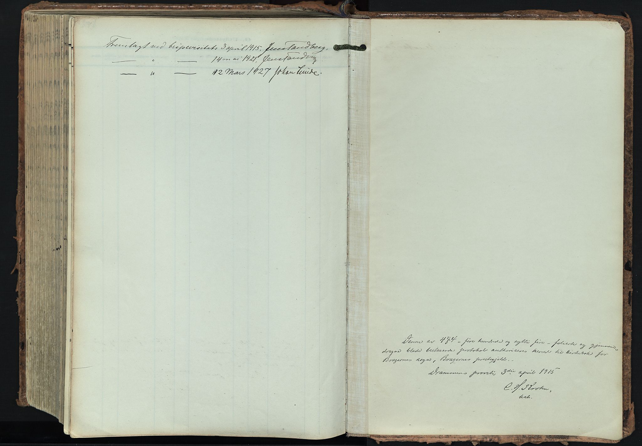 Bragernes kirkebøker, SAKO/A-6/F/Fb/L0010: Parish register (official) no. II 10, 1911-1922