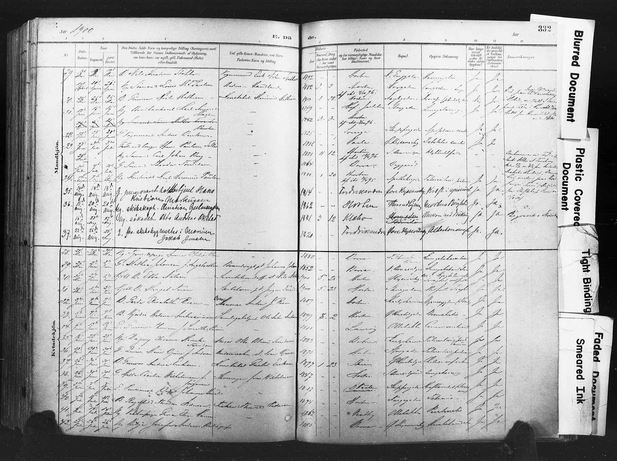 Horten kirkebøker, AV/SAKO-A-348/F/Fa/L0005: Parish register (official) no. 5, 1896-1904, p. 332