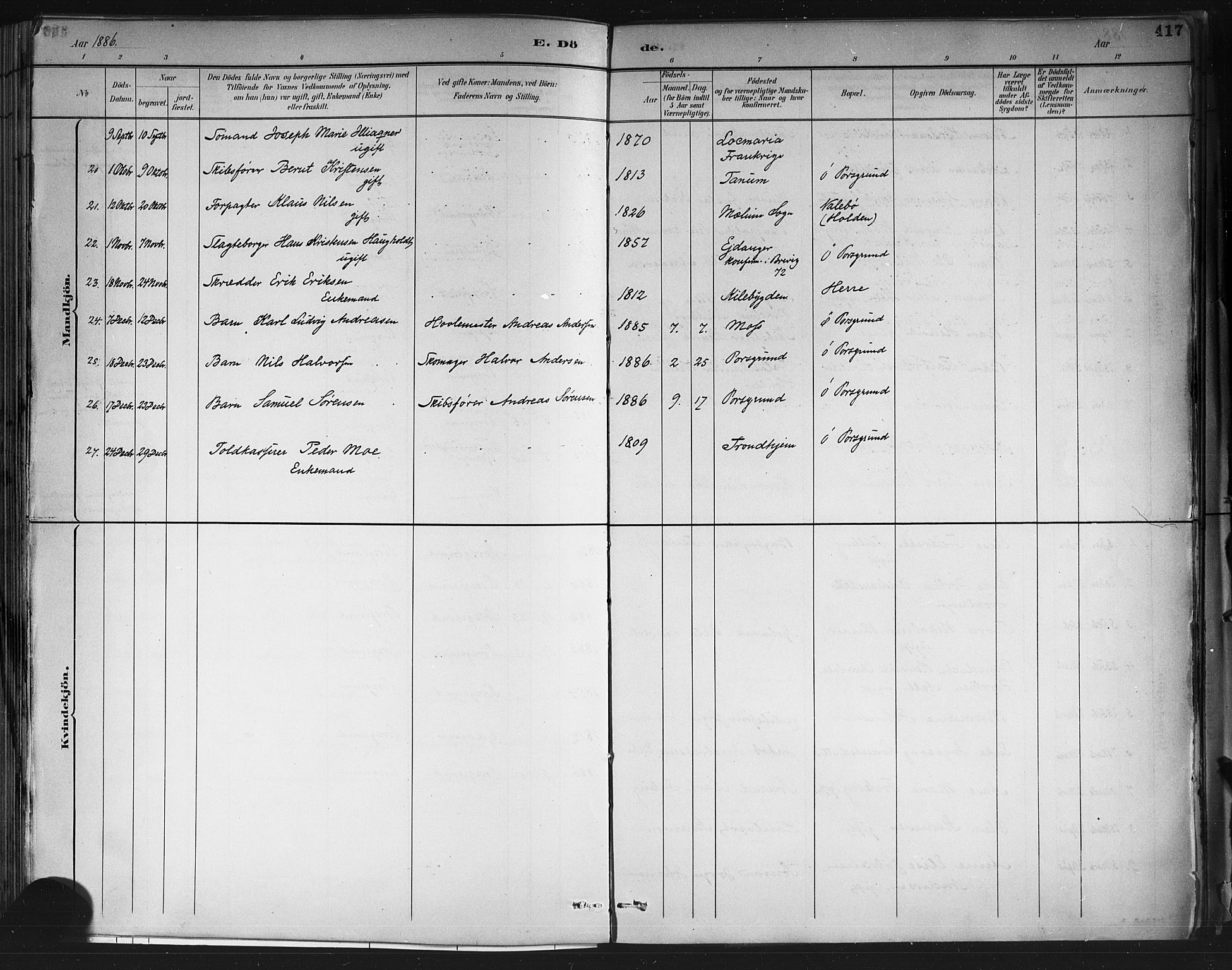 Porsgrunn kirkebøker , SAKO/A-104/G/Gb/L0005: Parish register (copy) no. II 5, 1883-1915, p. 417