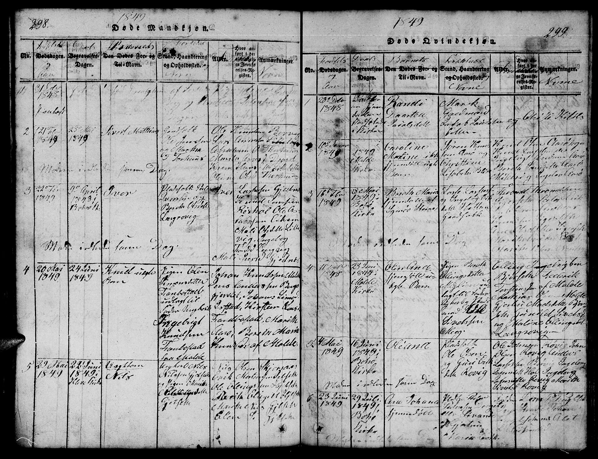 Ministerialprotokoller, klokkerbøker og fødselsregistre - Møre og Romsdal, SAT/A-1454/555/L0665: Parish register (copy) no. 555C01, 1818-1868, p. 298-299