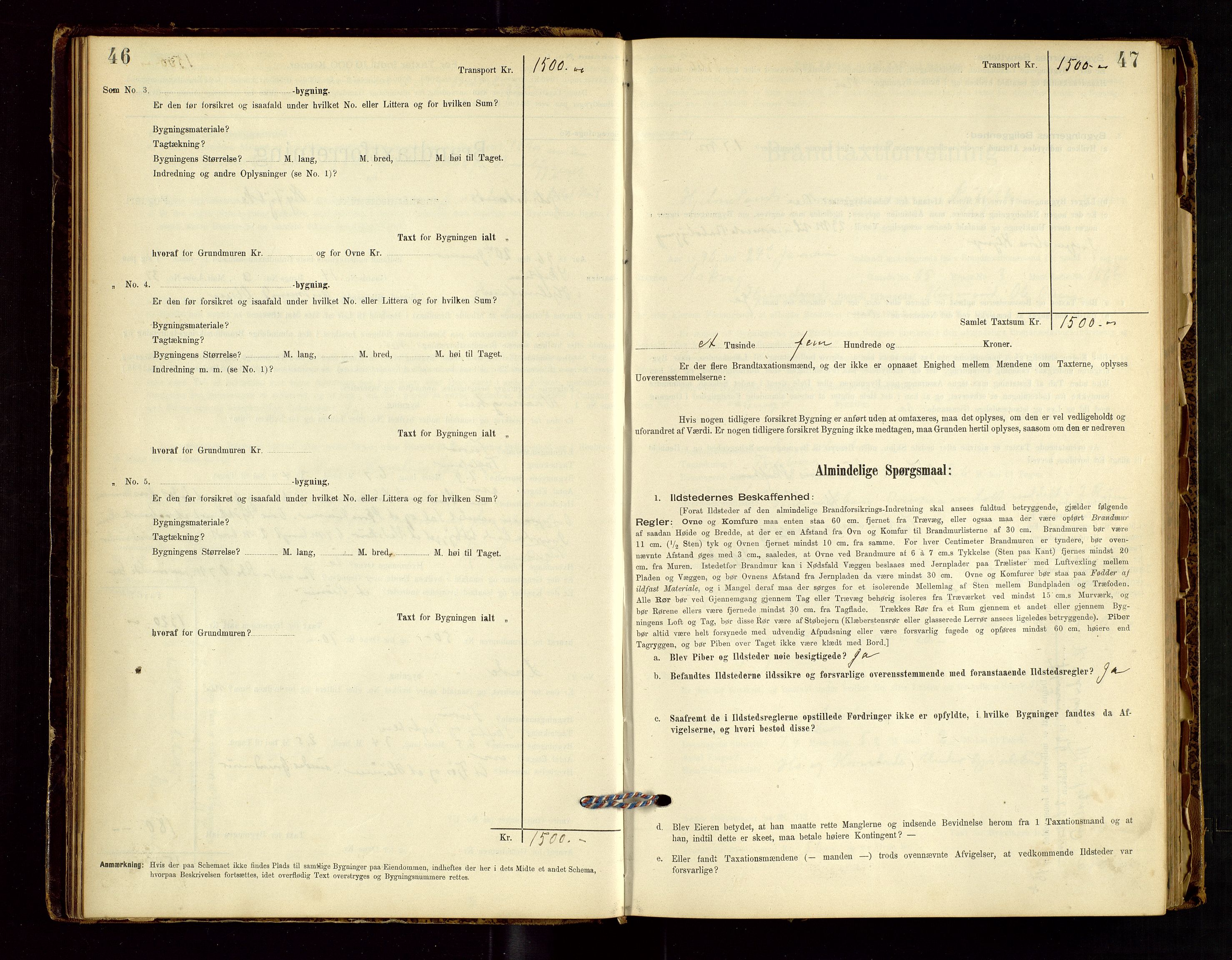 Hjelmeland lensmannskontor, AV/SAST-A-100439/Gob/L0001: "Brandtaxationsprotokol", 1895-1932, p. 46-47