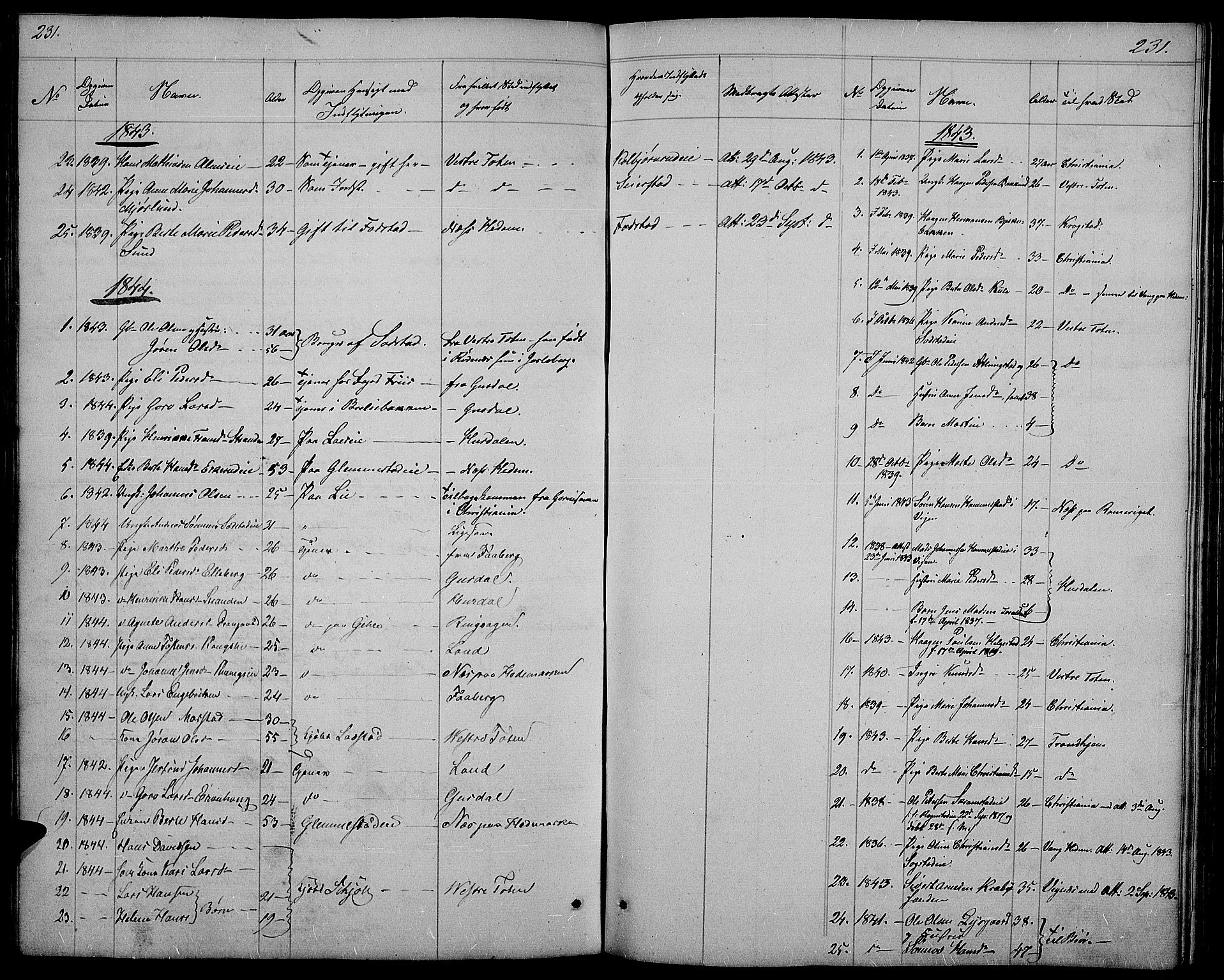 Østre Toten prestekontor, AV/SAH-PREST-104/H/Ha/Hab/L0002: Parish register (copy) no. 2, 1840-1847, p. 231