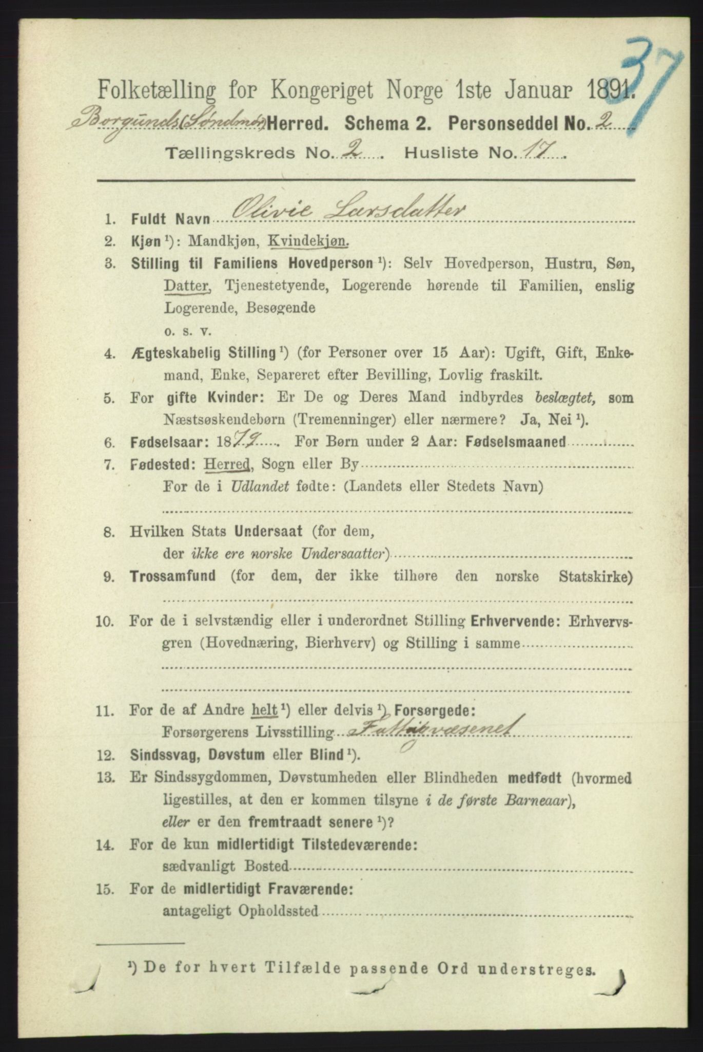 RA, 1891 census for 1531 Borgund, 1891, p. 552