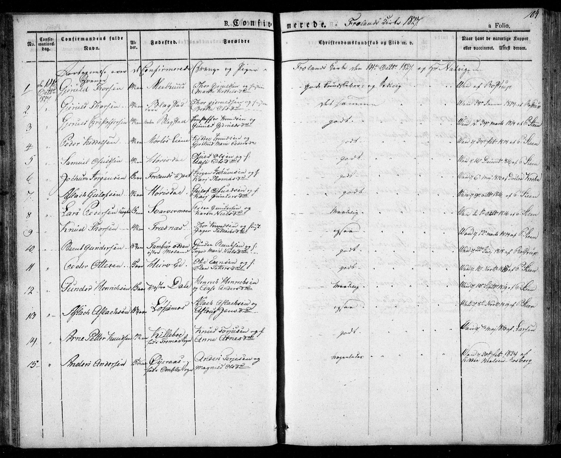 Froland sokneprestkontor, SAK/1111-0013/F/Fa/L0001: Parish register (official) no. A 1, 1827-1844, p. 104