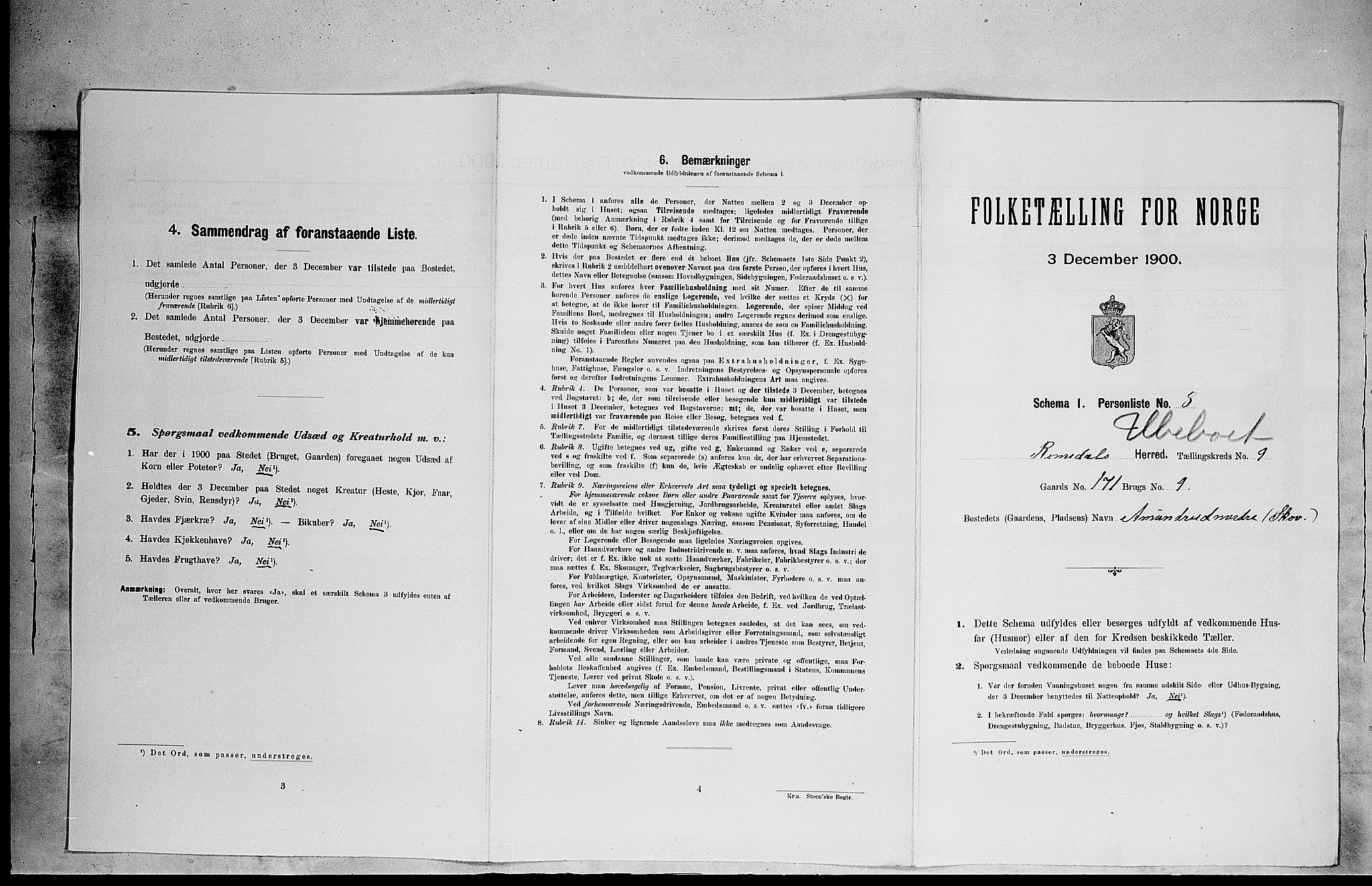 SAH, 1900 census for Romedal, 1900, p. 1360