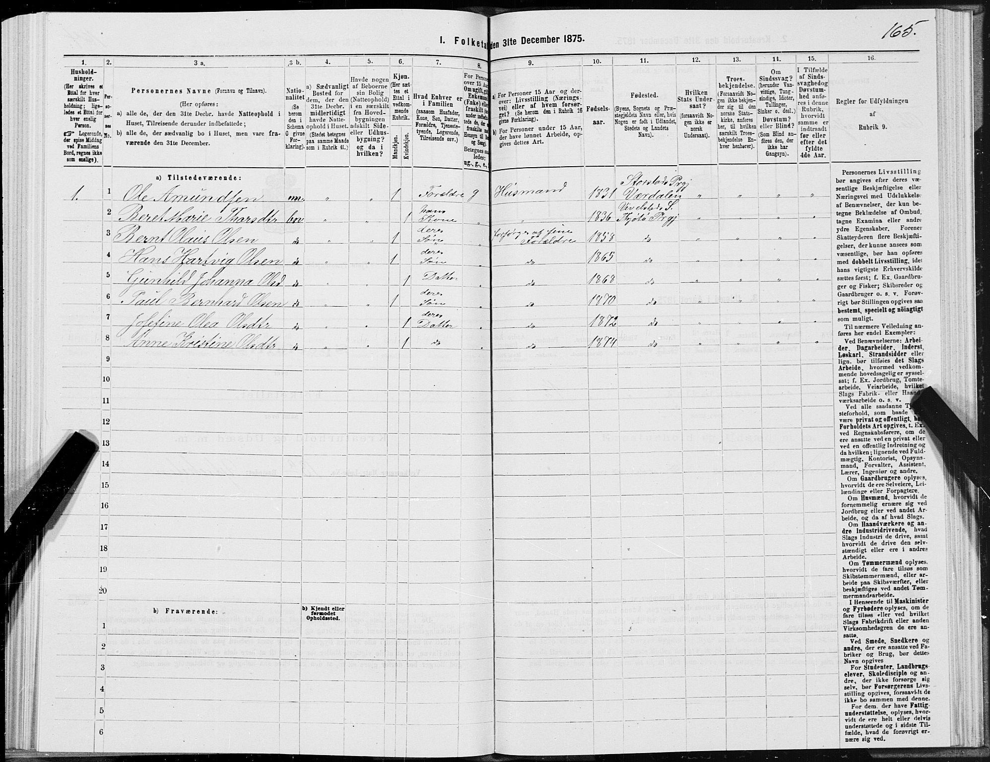 SAT, 1875 census for 1817P Tjøtta, 1875, p. 1165