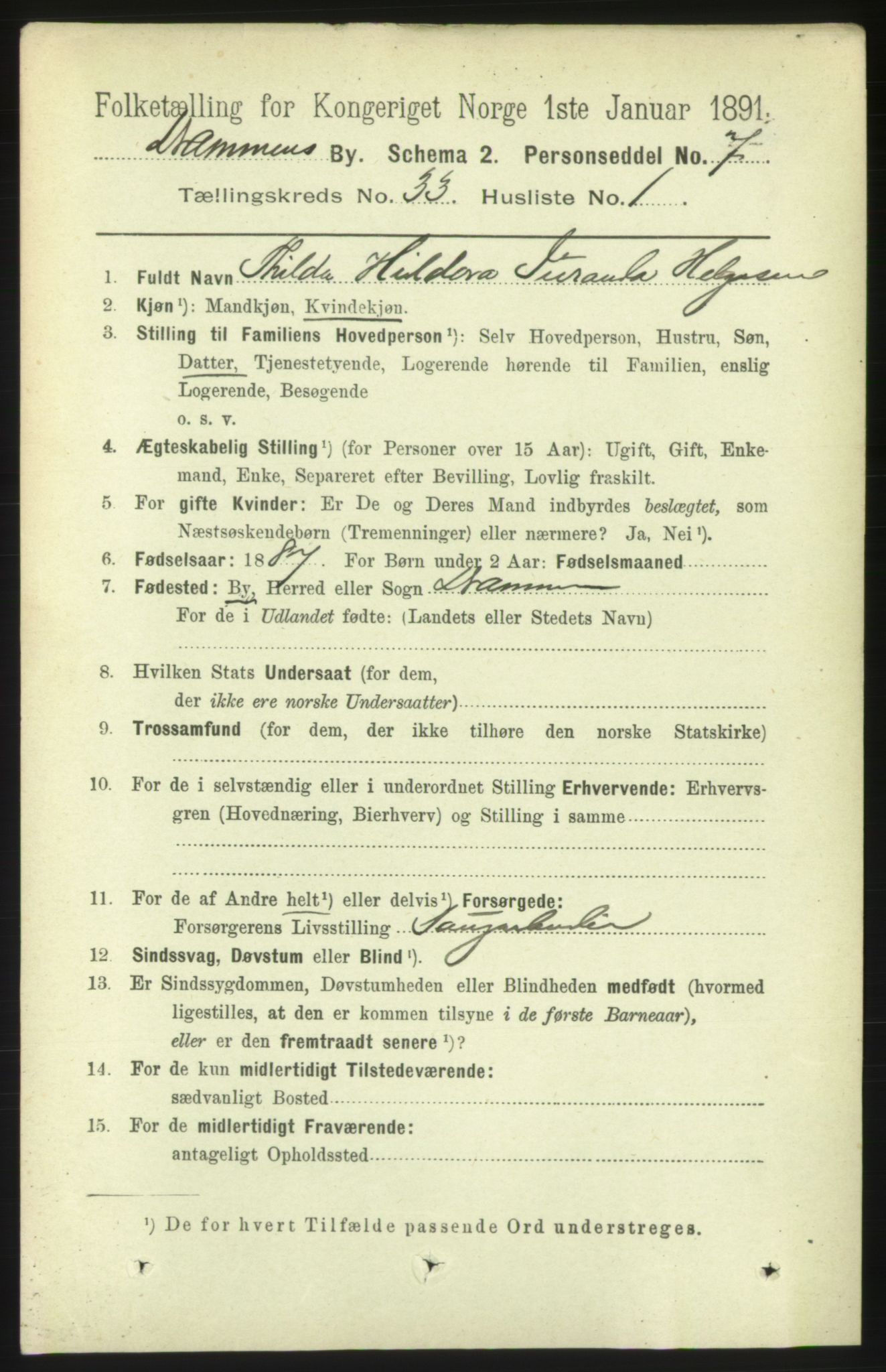 RA, 1891 census for 0602 Drammen, 1891, p. 20088