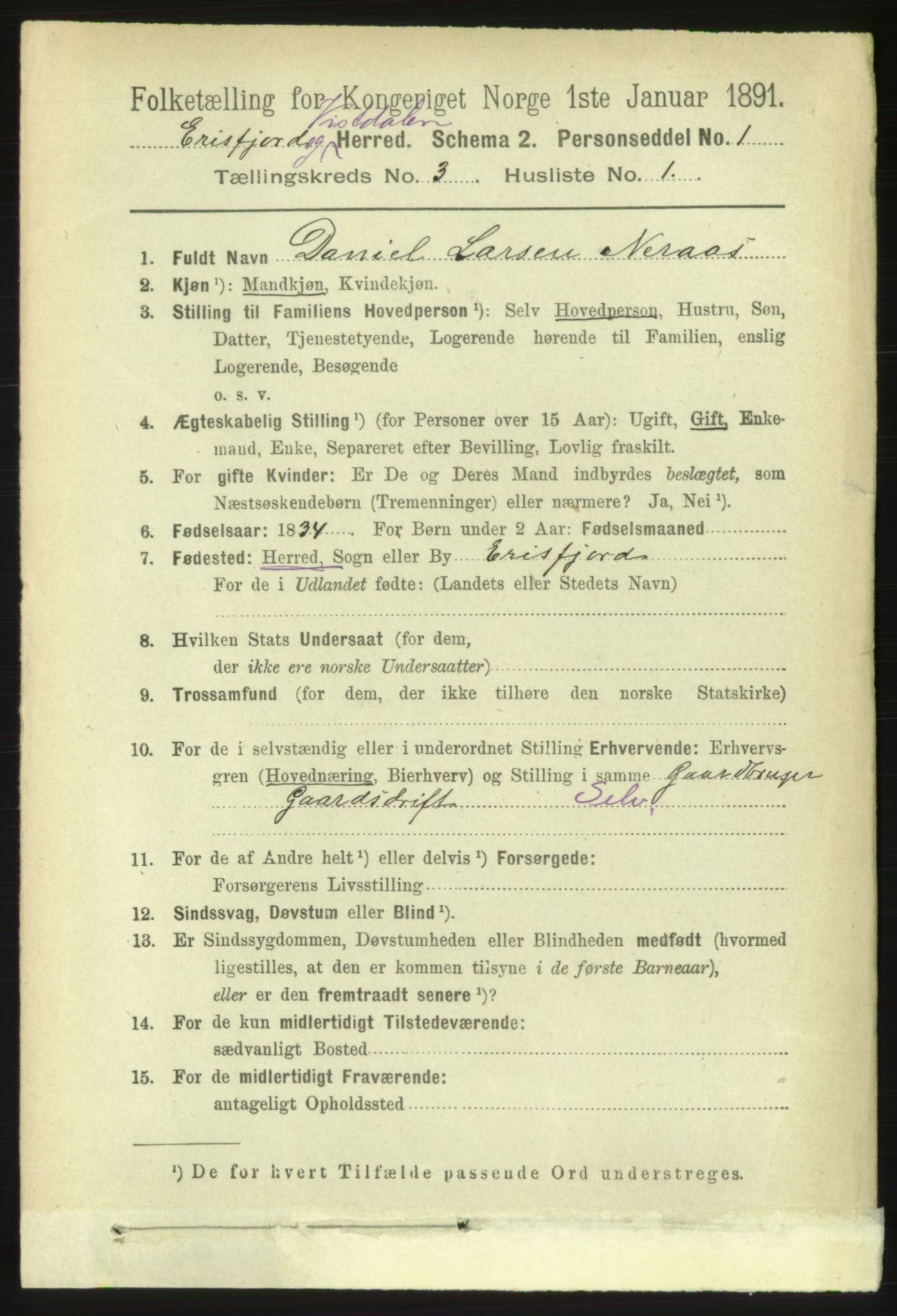 RA, 1891 census for 1542 Eresfjord og Vistdal, 1891, p. 627