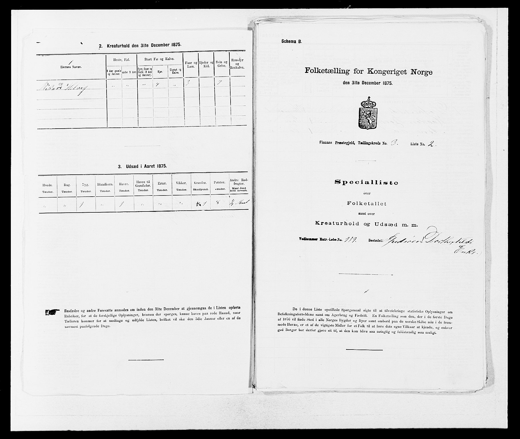 SAB, 1875 census for 1218P Finnås, 1875, p. 424