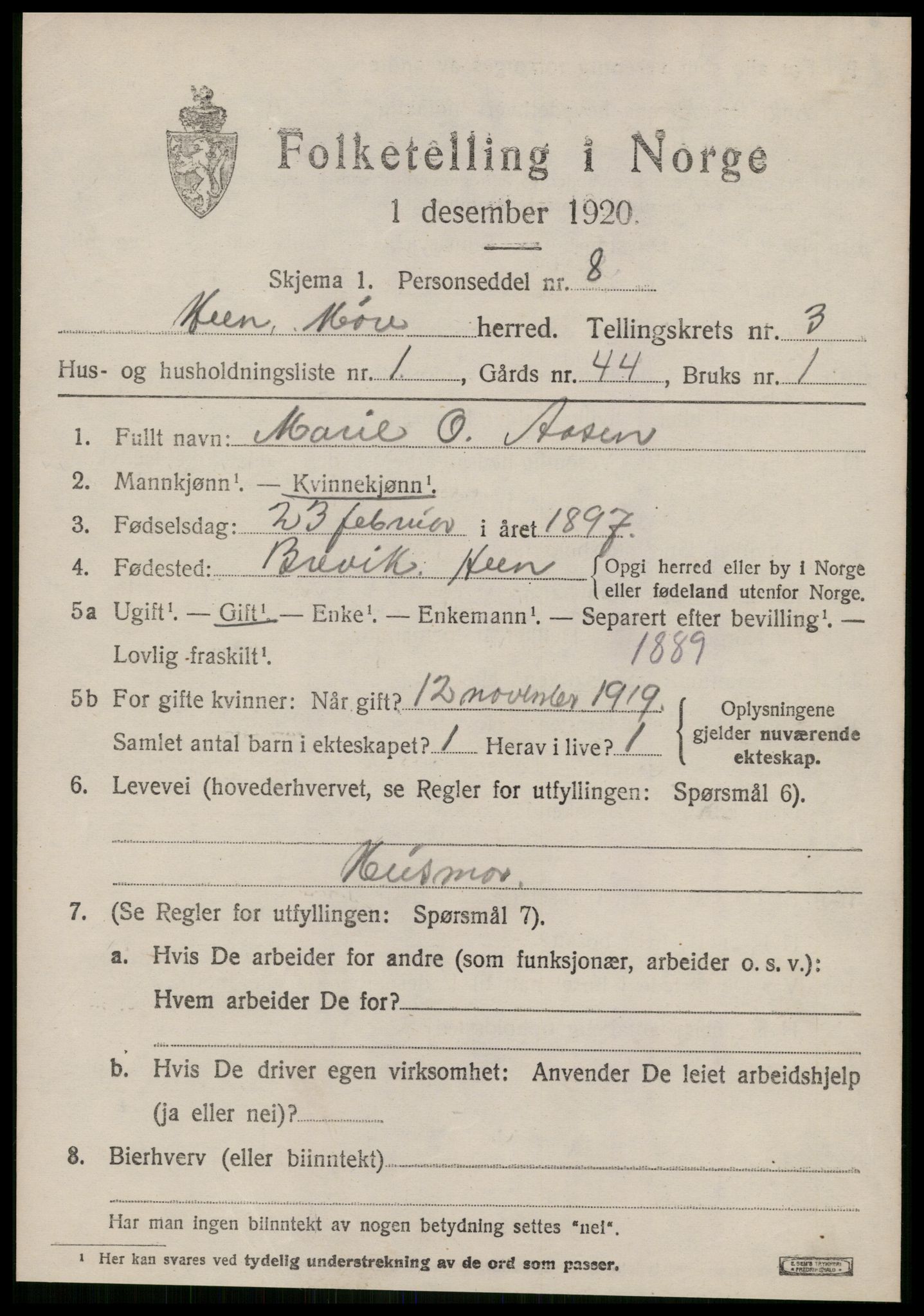 SAT, 1920 census for Hen, 1920, p. 1440