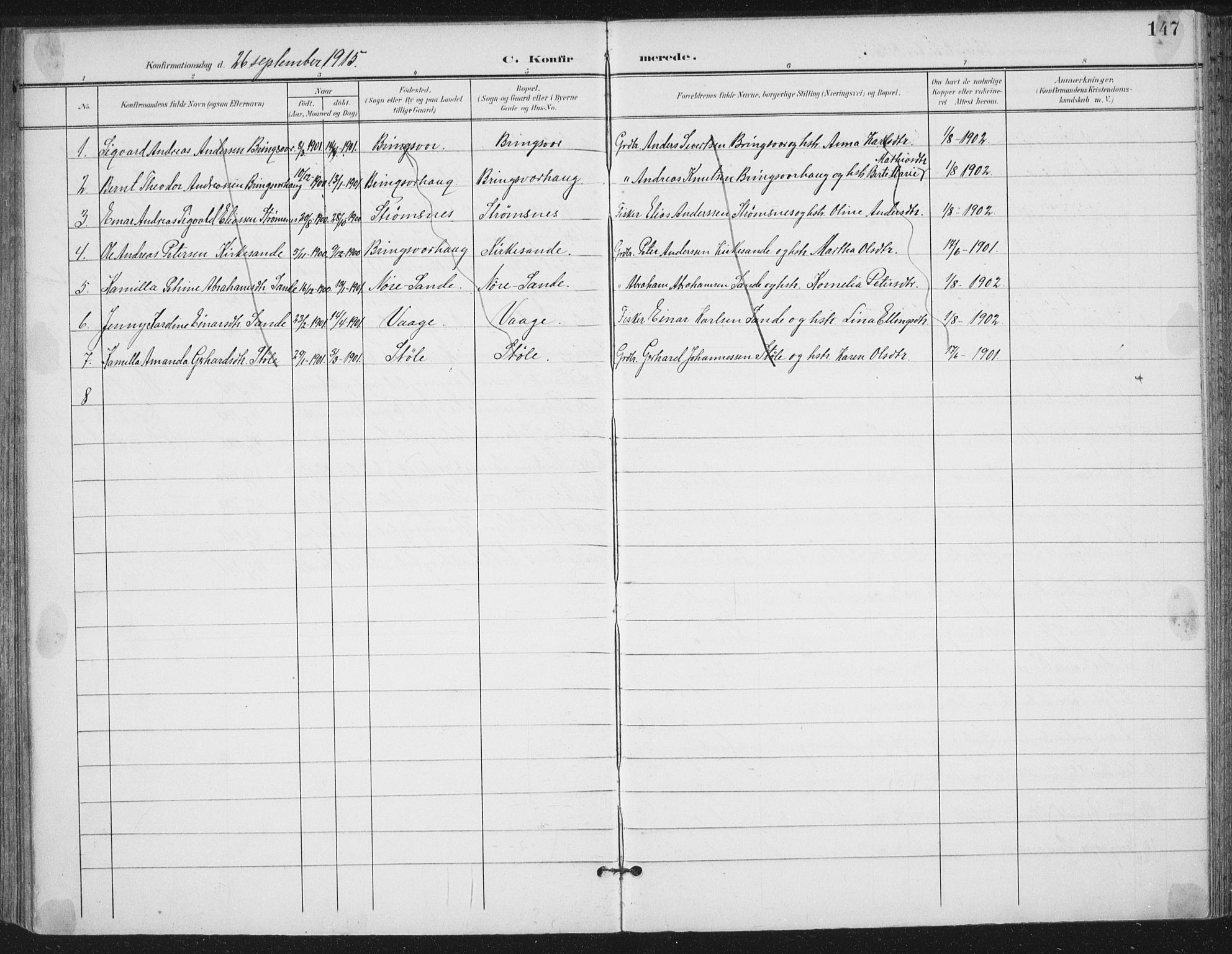 Ministerialprotokoller, klokkerbøker og fødselsregistre - Møre og Romsdal, SAT/A-1454/503/L0038: Parish register (official) no. 503A06, 1901-1917, p. 147