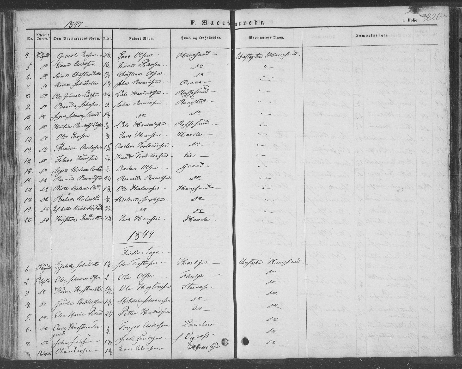 Finnøy sokneprestkontor, AV/SAST-A-101825/H/Ha/Haa/L0007: Parish register (official) no. A 7, 1847-1862, p. 220