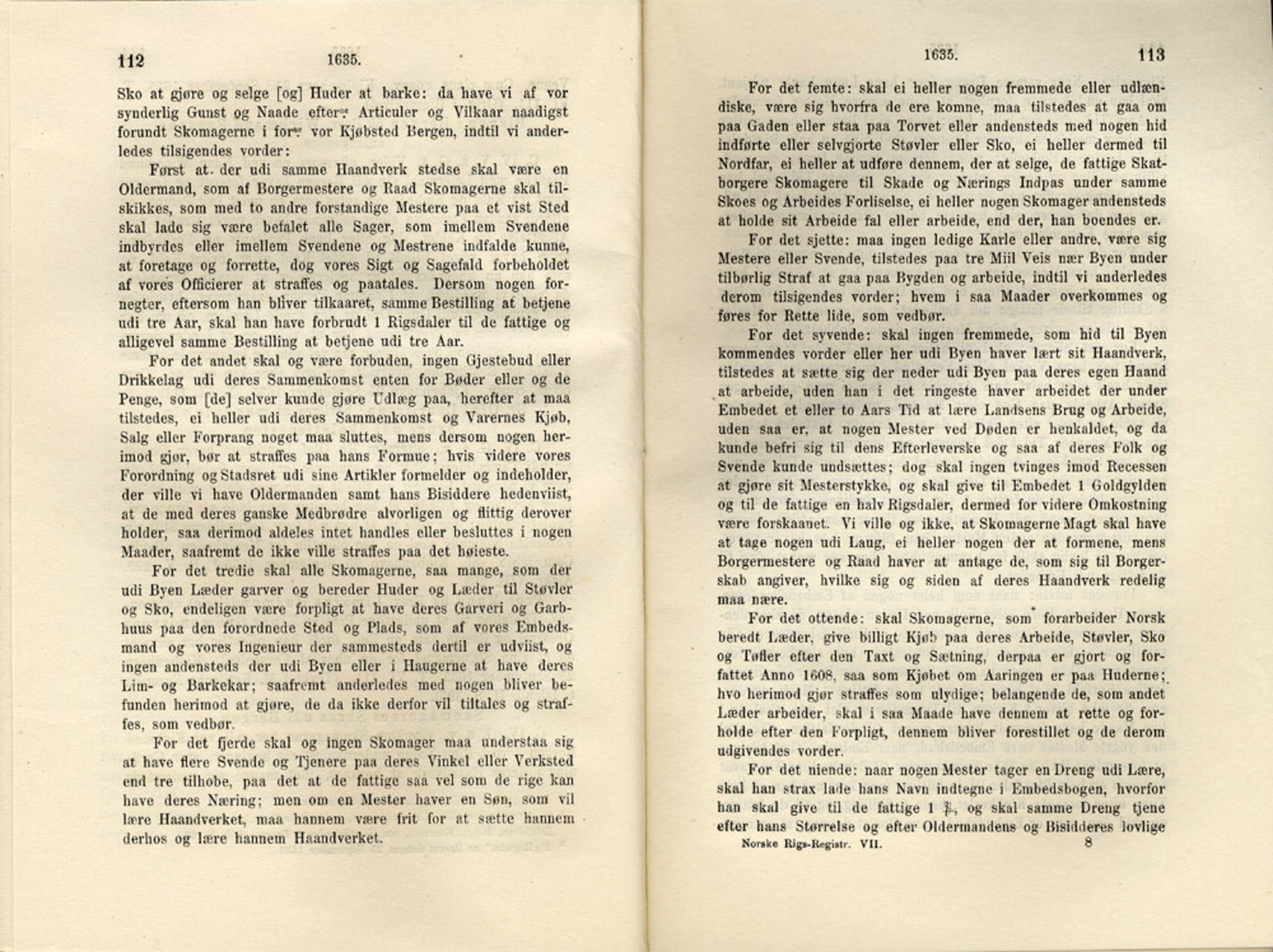 Publikasjoner utgitt av Det Norske Historiske Kildeskriftfond, PUBL/-/-/-: Norske Rigs-Registranter, bind 7, 1635-1640, p. 112-113