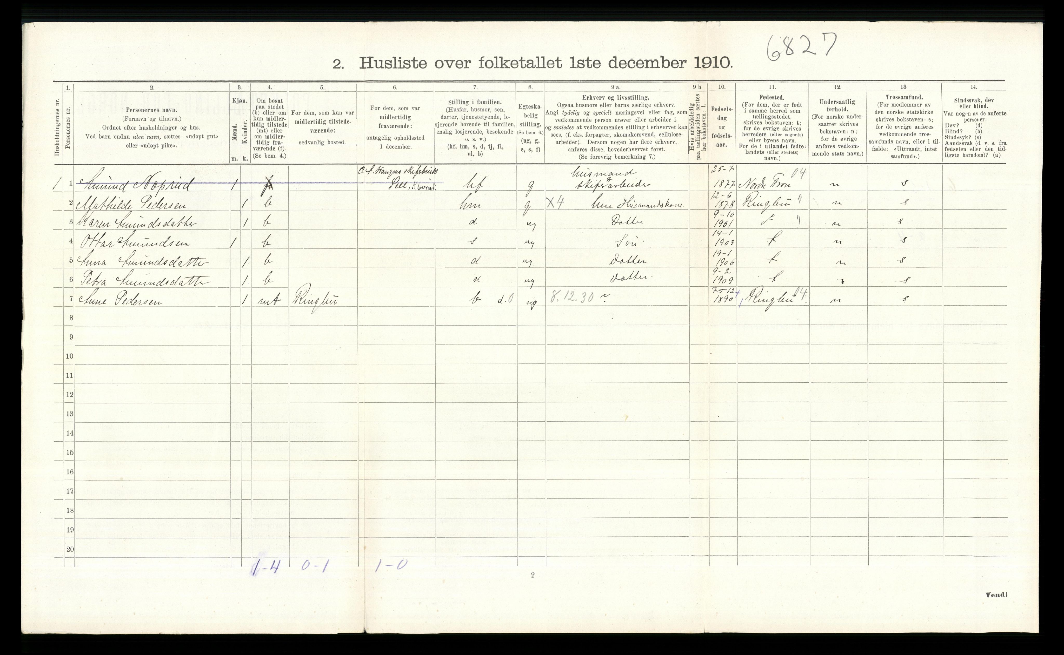 RA, 1910 census for Sel, 1910, p. 111