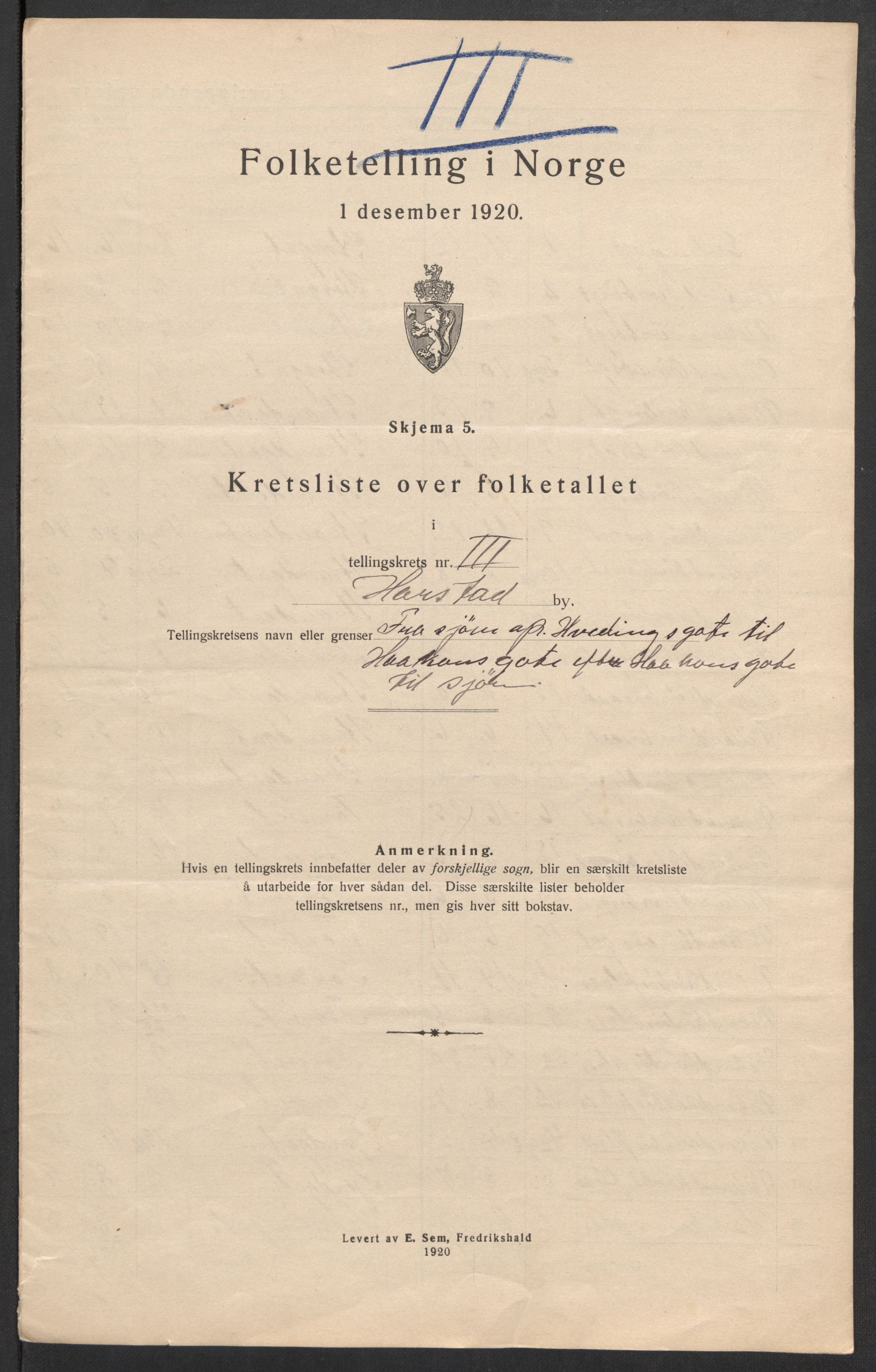 SATØ, 1920 census for Harstad, 1920, p. 13