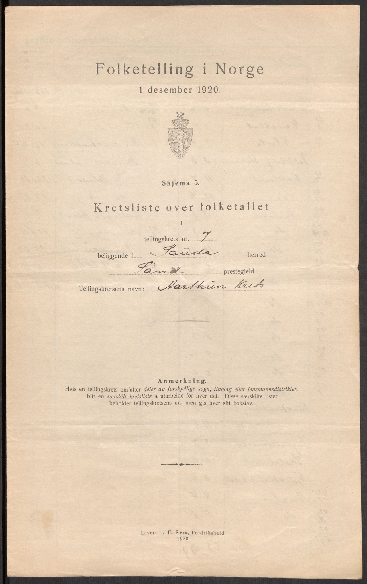 SAST, 1920 census for Sauda, 1920, p. 27