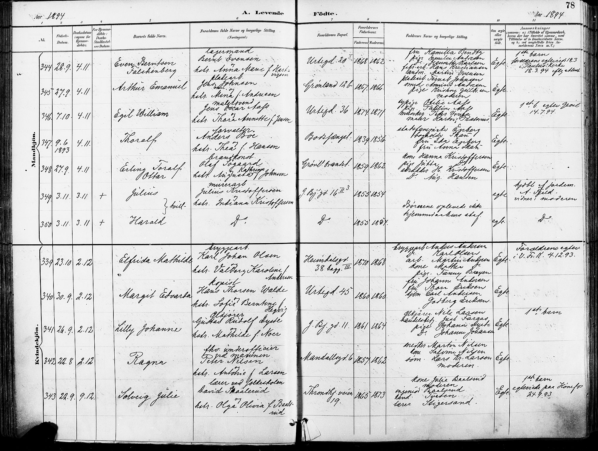 Grønland prestekontor Kirkebøker, AV/SAO-A-10848/F/Fa/L0012: Parish register (official) no. 12, 1893-1900, p. 78