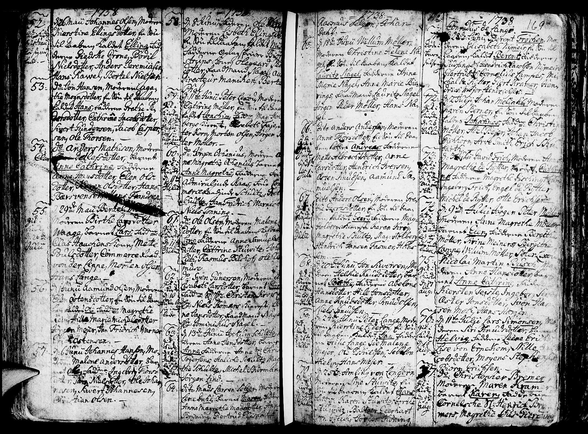 Nykirken Sokneprestembete, AV/SAB-A-77101/H/Haa/L0003: Parish register (official) no. A 3, 1717-1764, p. 169