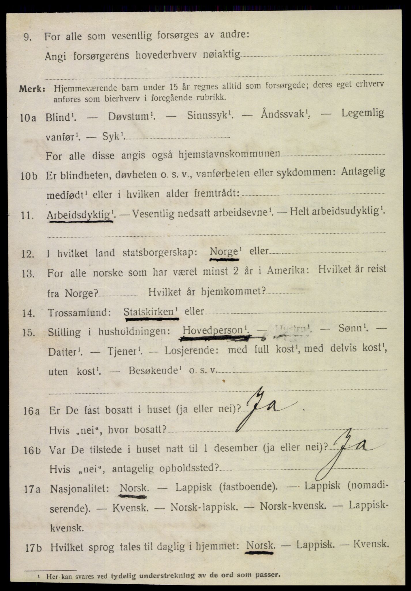 SAT, 1920 census for Fauske, 1920, p. 9339