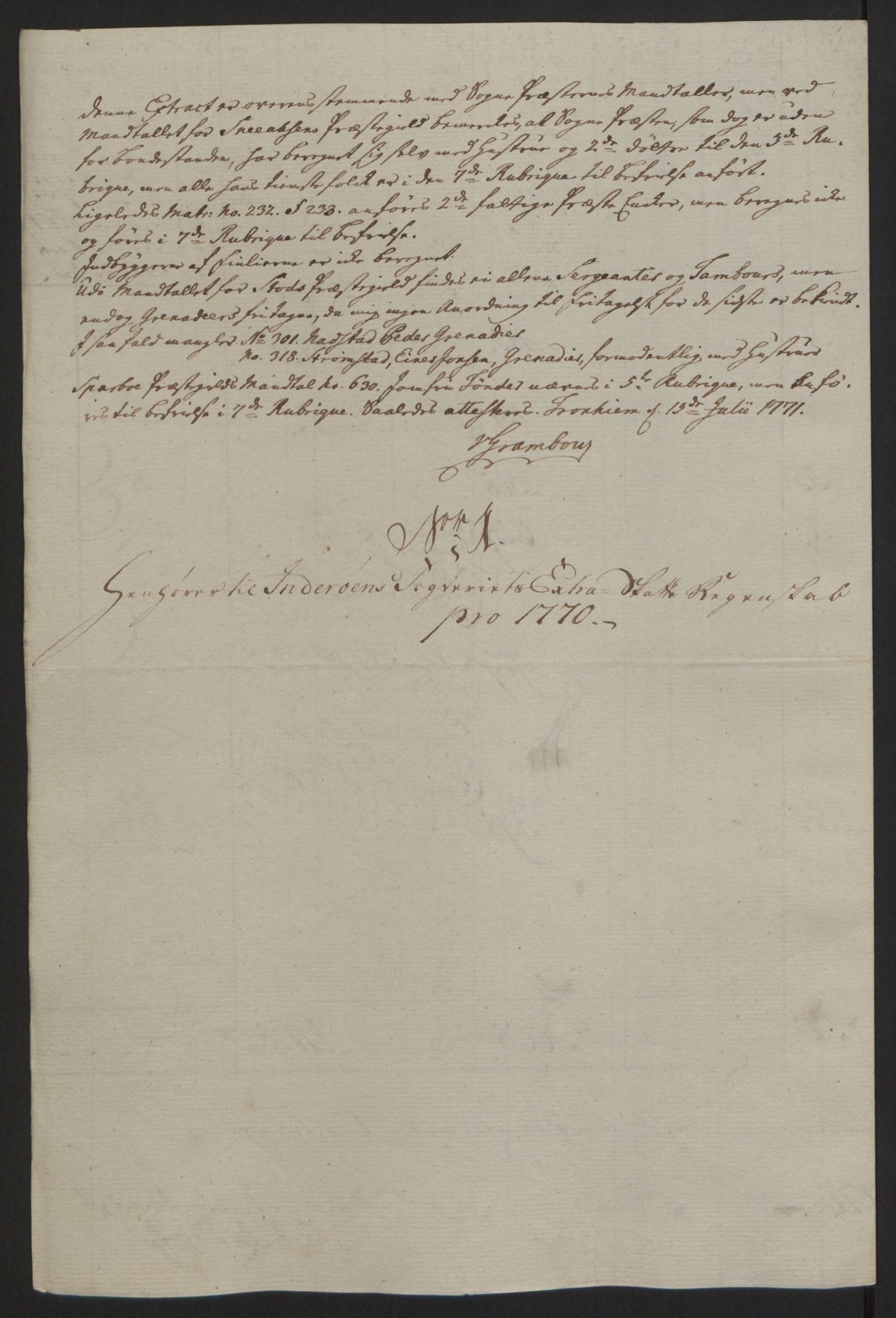 Rentekammeret inntil 1814, Reviderte regnskaper, Fogderegnskap, RA/EA-4092/R63/L4420: Ekstraskatten Inderøy, 1762-1772, p. 385