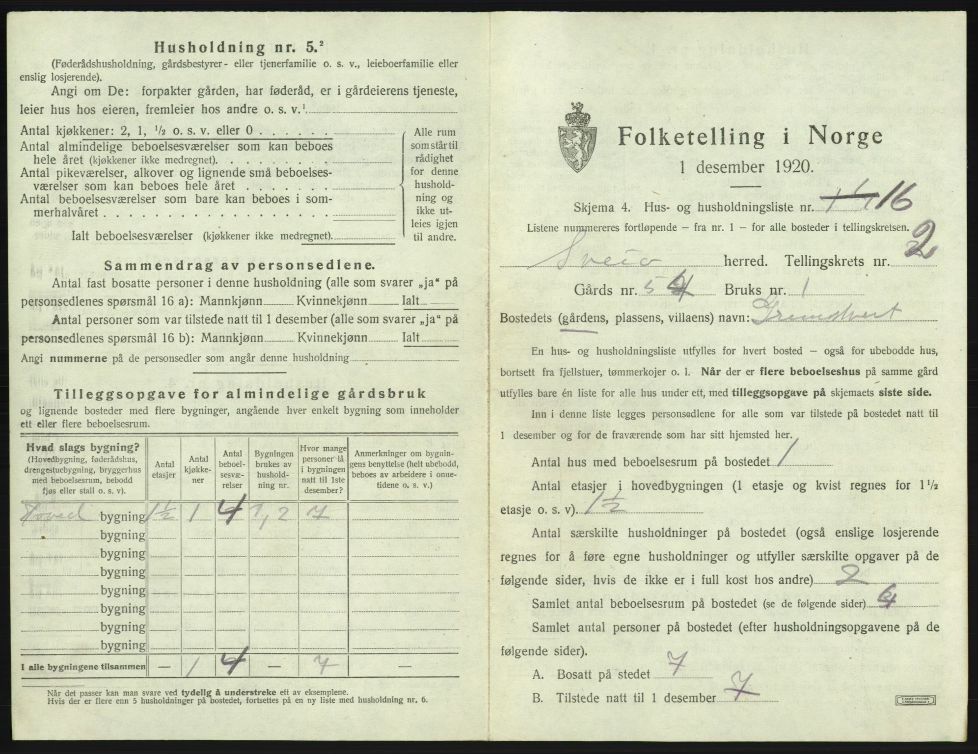 SAB, 1920 census for Sveio, 1920, p. 147