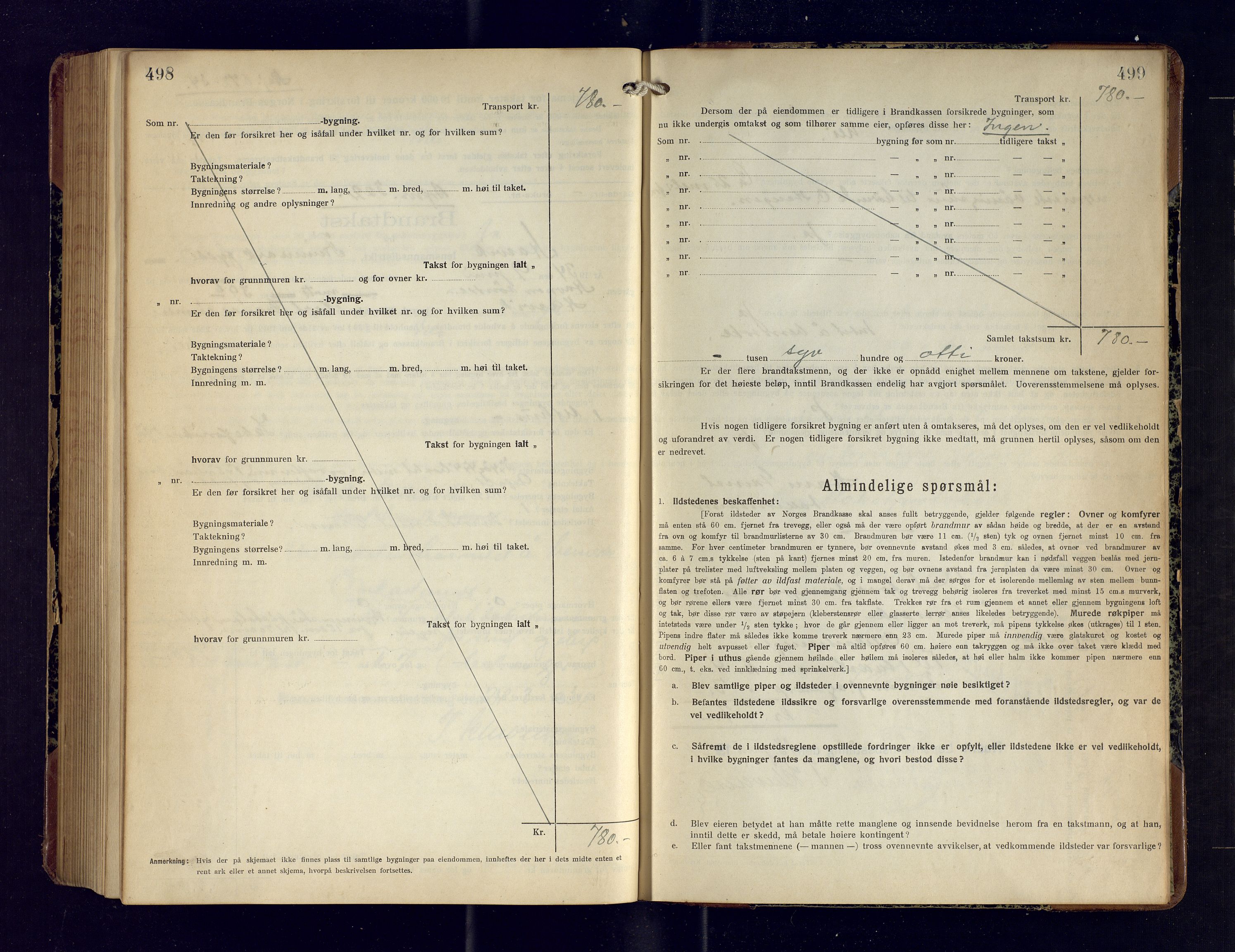 Hasvik lensmannskontor, AV/SATØ-SATO-164/Fob/L0006: Branntakstprotokoll, 1916-1934, p. 498-499