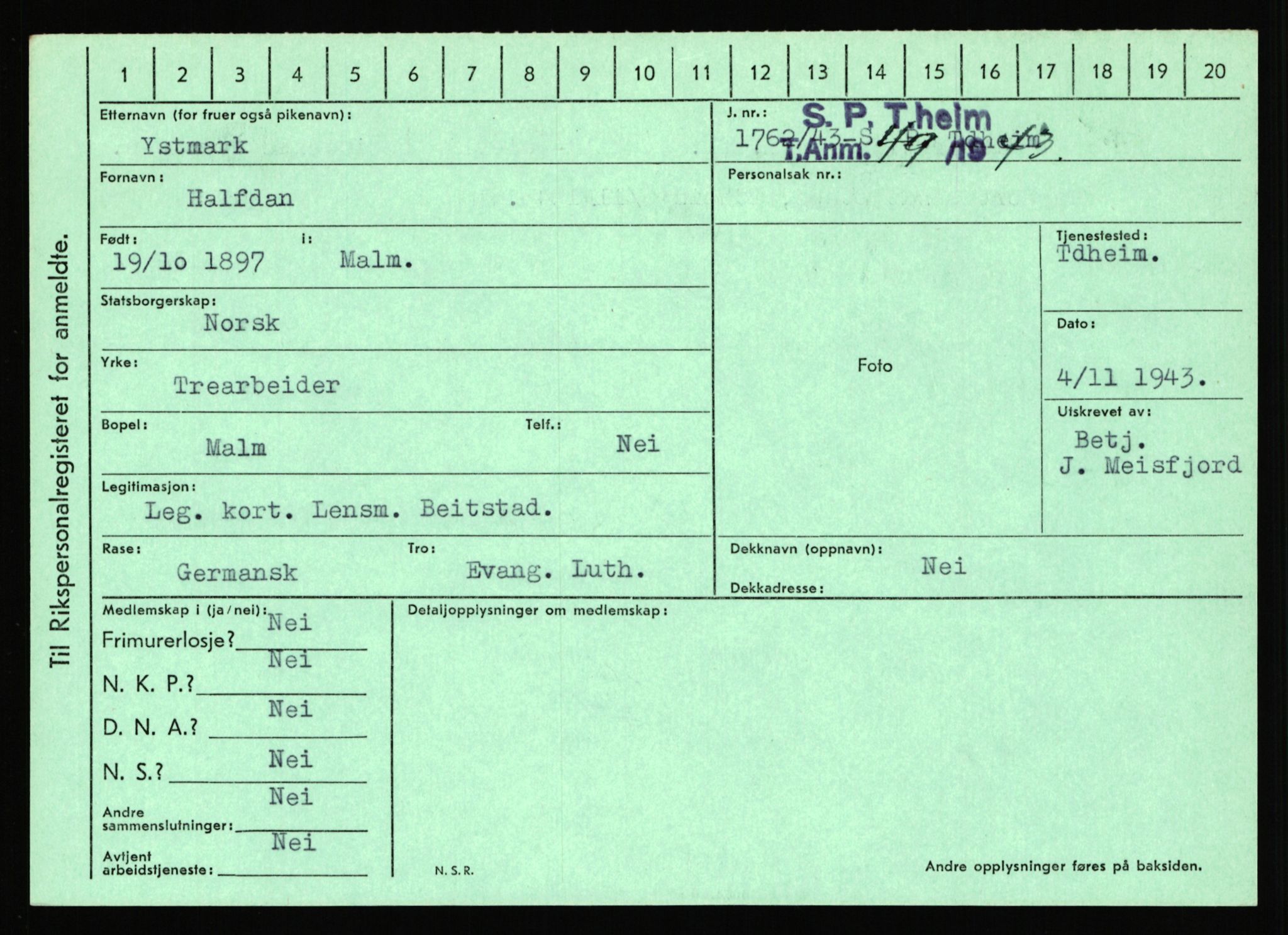 Statspolitiet - Hovedkontoret / Osloavdelingen, AV/RA-S-1329/C/Ca/L0016: Uberg - Øystese, 1943-1945, p. 3241