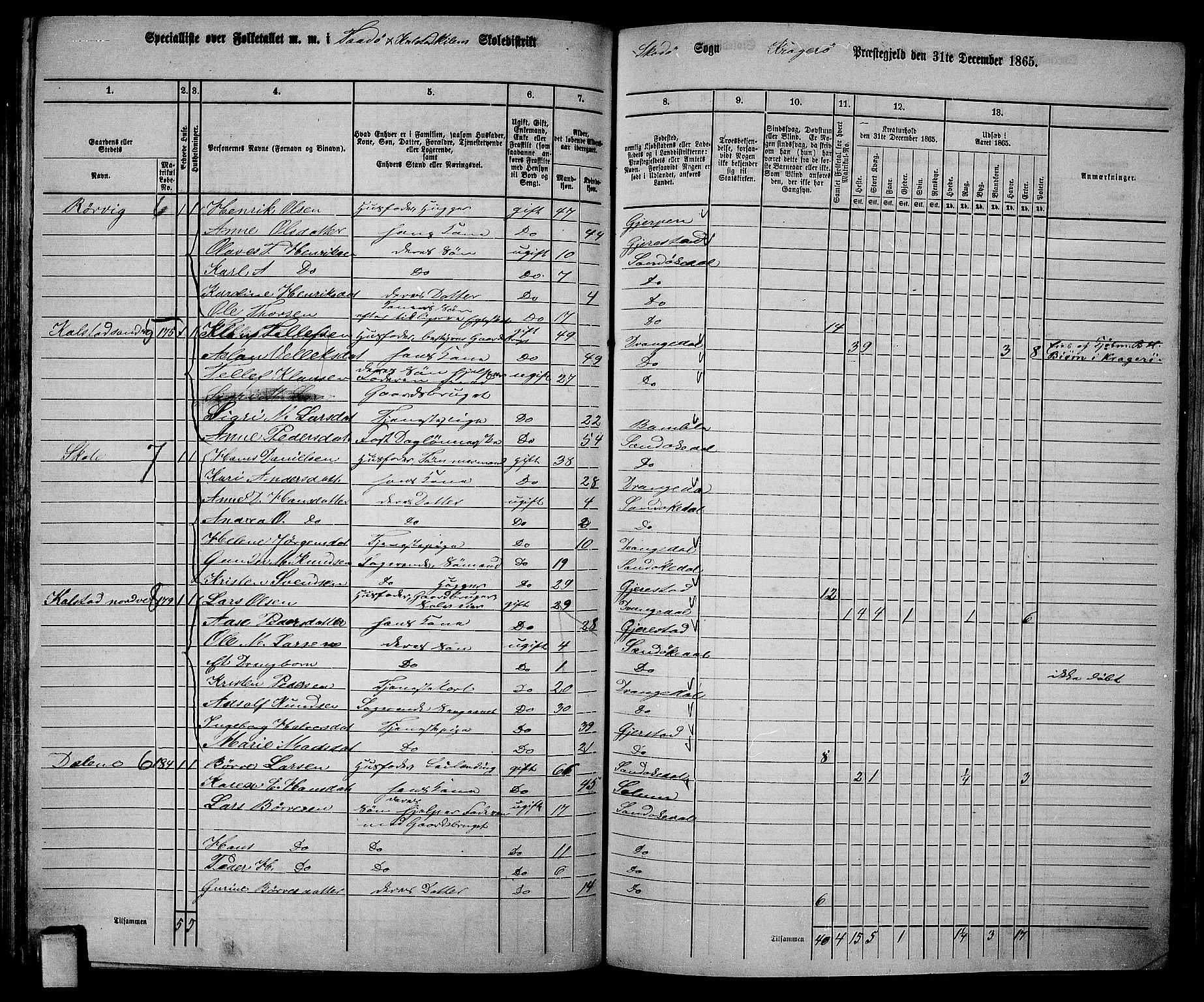 RA, 1865 census for Kragerø/Sannidal og Skåtøy, 1865, p. 121