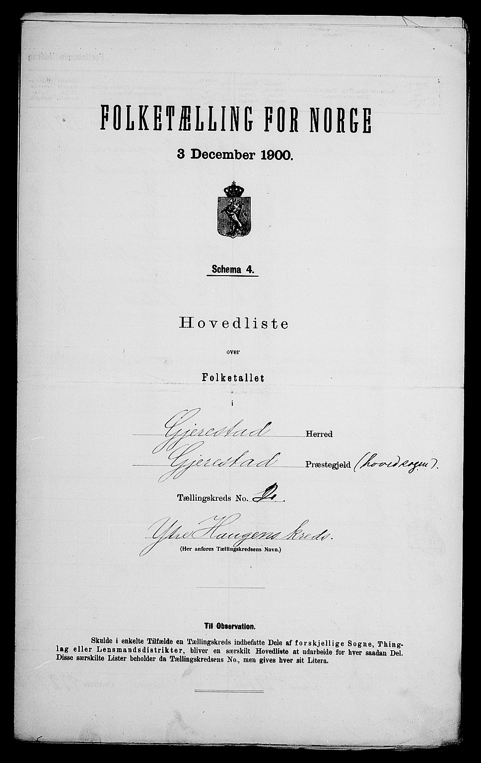 SAK, 1900 census for Gjerstad, 1900, p. 17