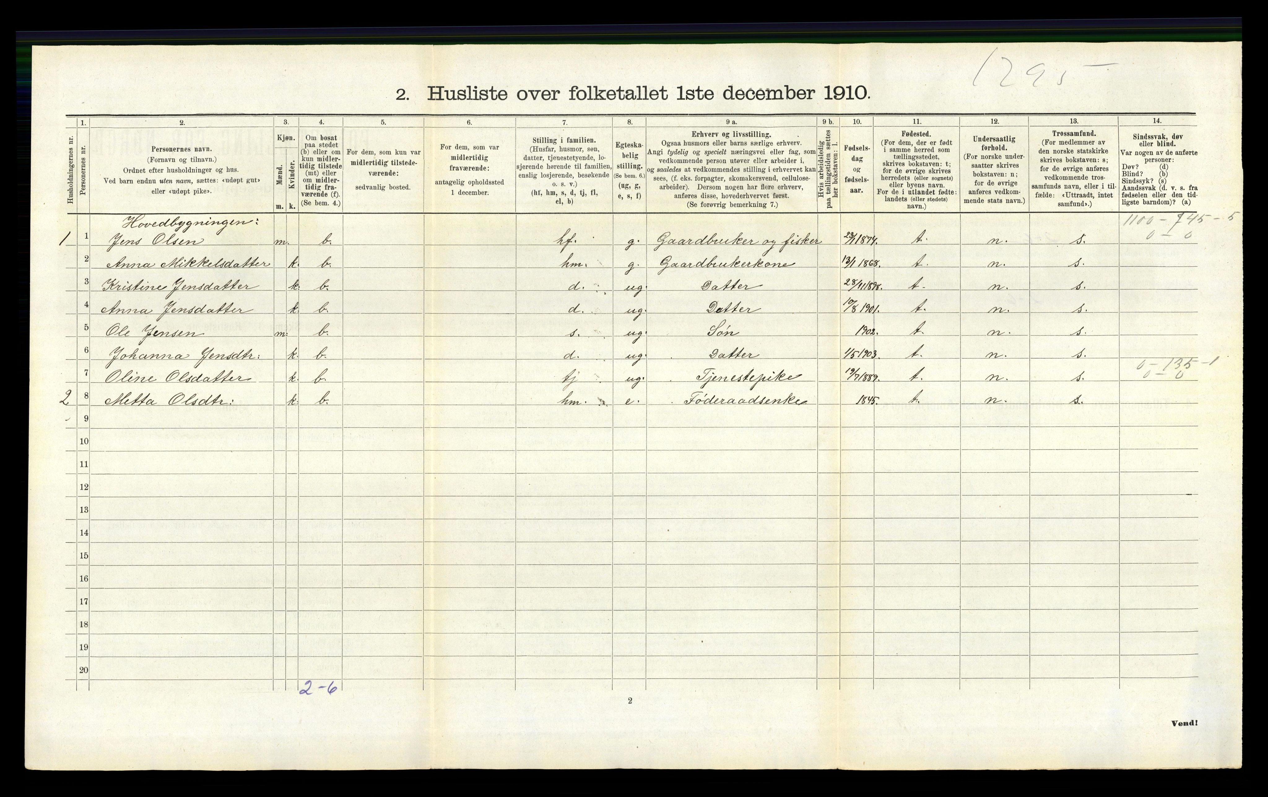 RA, 1910 census for Herdla, 1910, p. 661