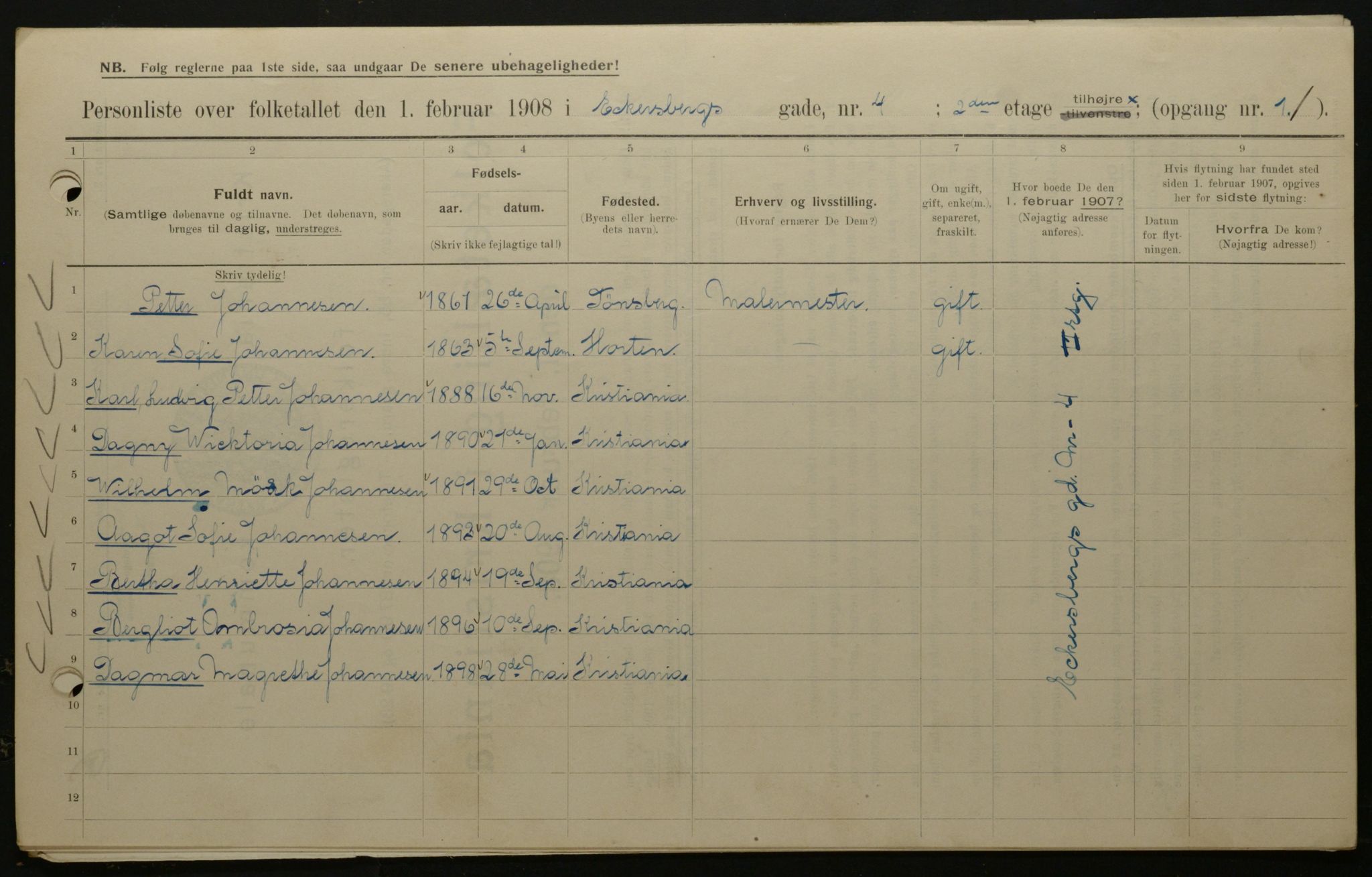 OBA, Municipal Census 1908 for Kristiania, 1908, p. 16828