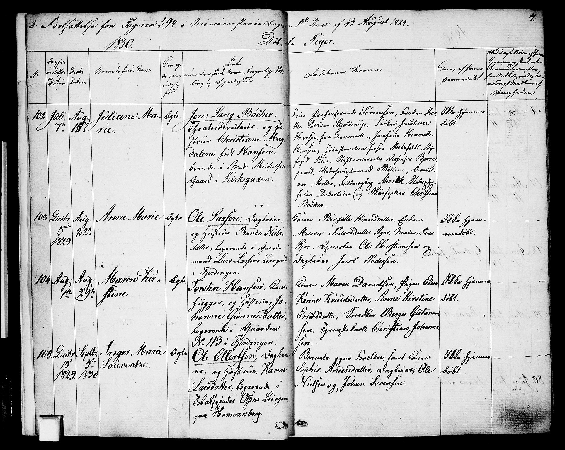 Oslo domkirke Kirkebøker, AV/SAO-A-10752/F/Fa/L0011: Parish register (official) no. 11, 1830-1836, p. 3-4