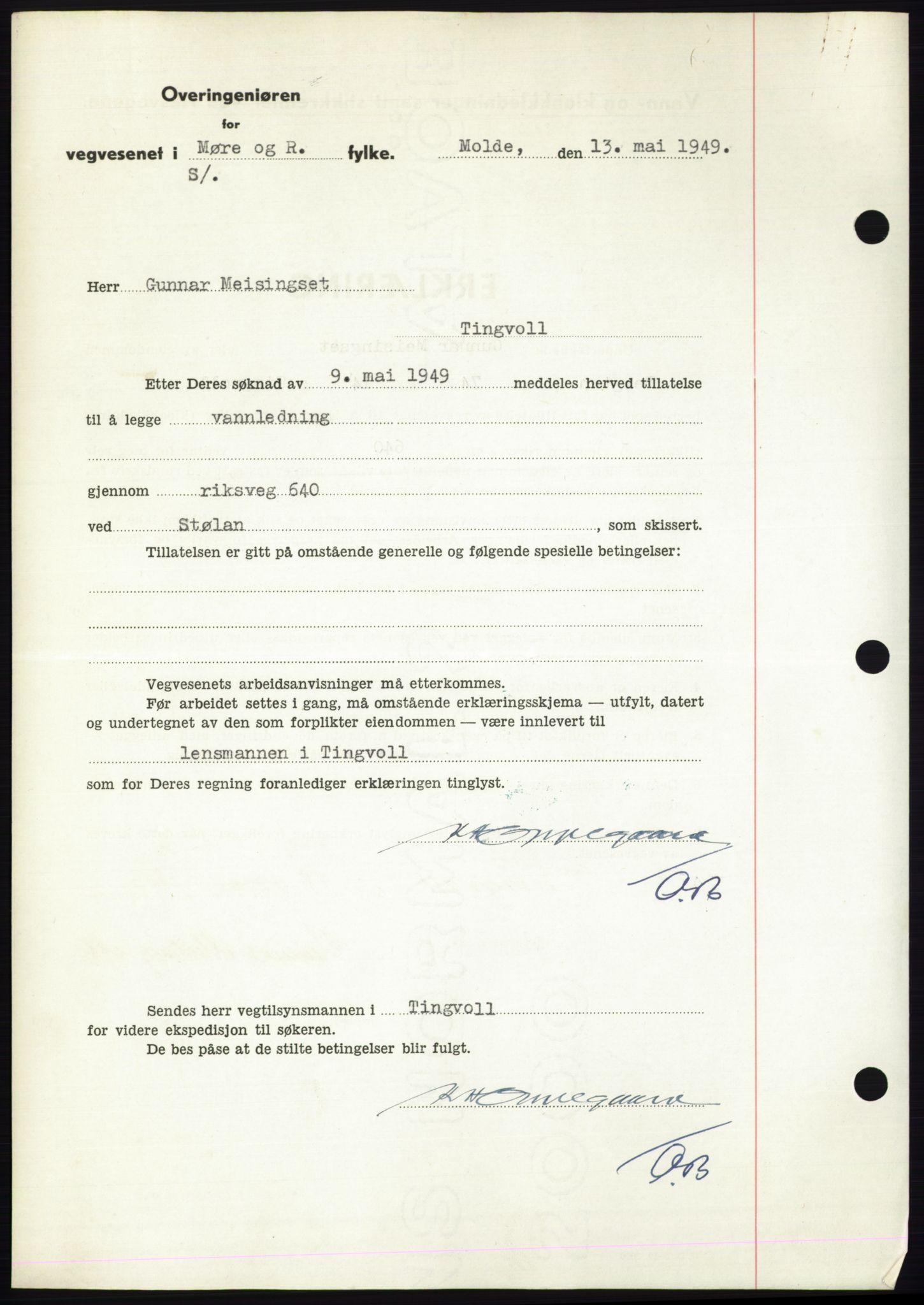 Nordmøre sorenskriveri, AV/SAT-A-4132/1/2/2Ca: Mortgage book no. B101, 1949-1949, Diary no: : 1280/1949