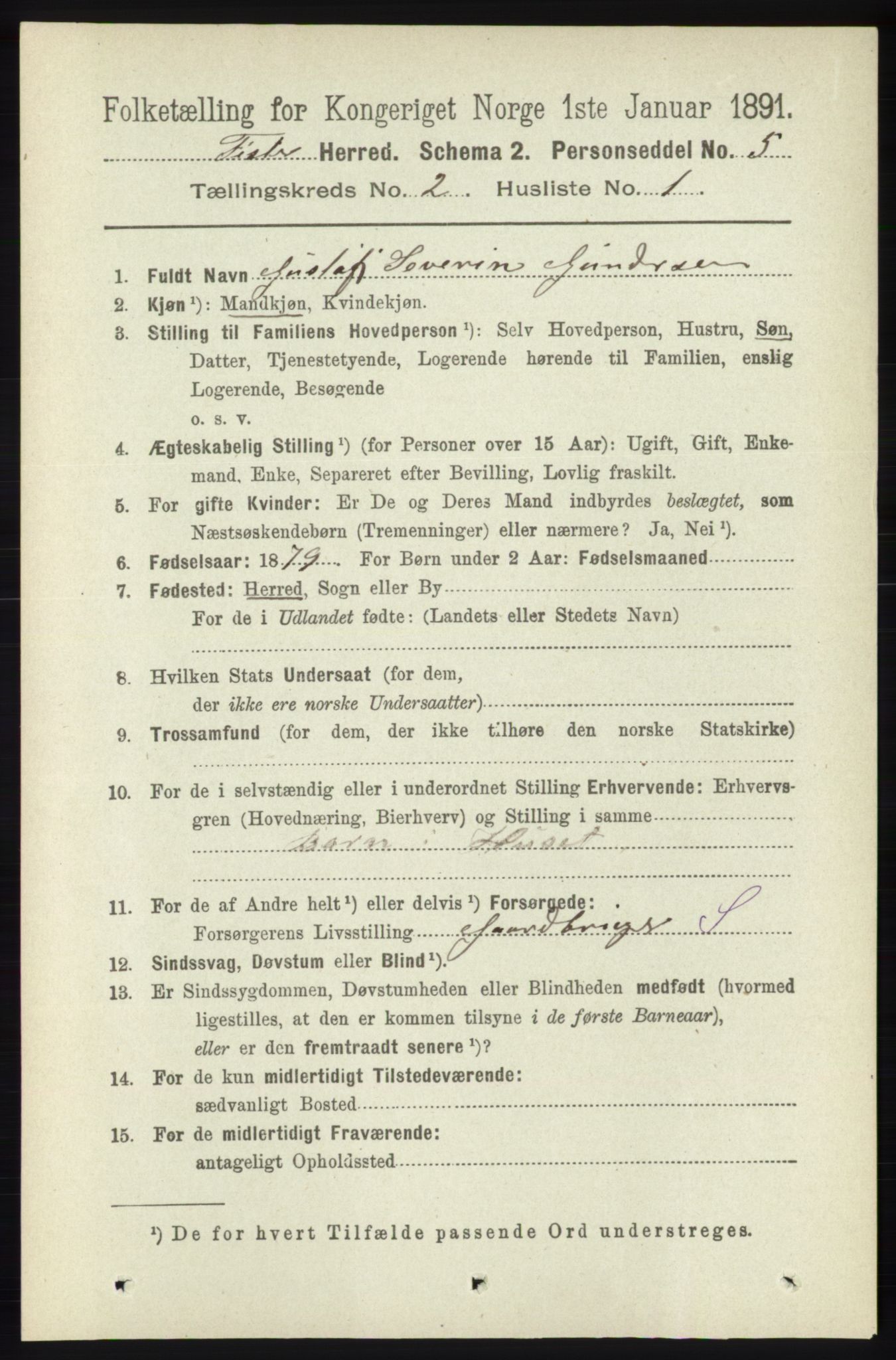 RA, 1891 census for 1132 Fister, 1891, p. 359