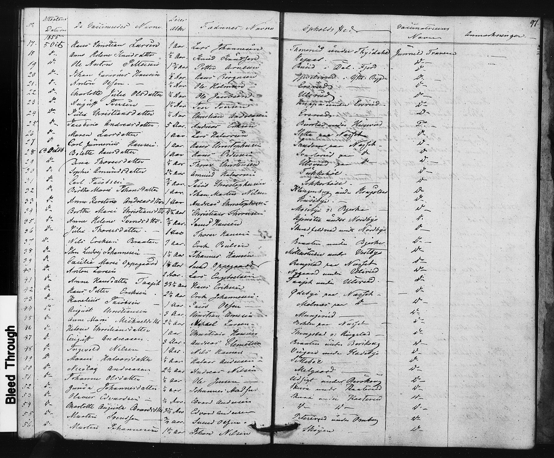 Enebakk prestekontor Kirkebøker, SAO/A-10171c/F/Fa/L0015: Parish register (official) no. I 15, 1830-1867, p. 97