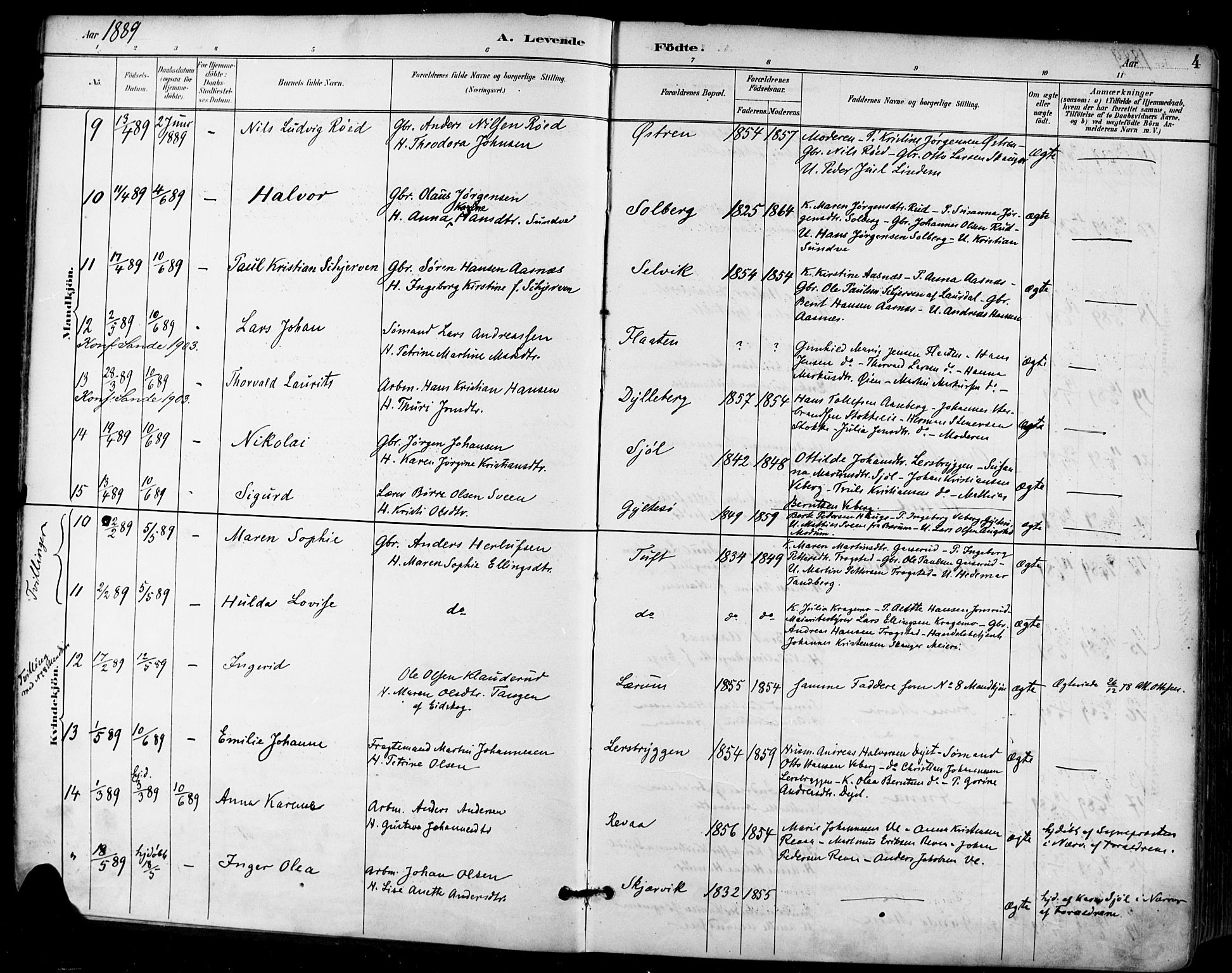 Sande Kirkebøker, AV/SAKO-A-53/F/Fa/L0007: Parish register (official) no. 7, 1888-1903, p. 4