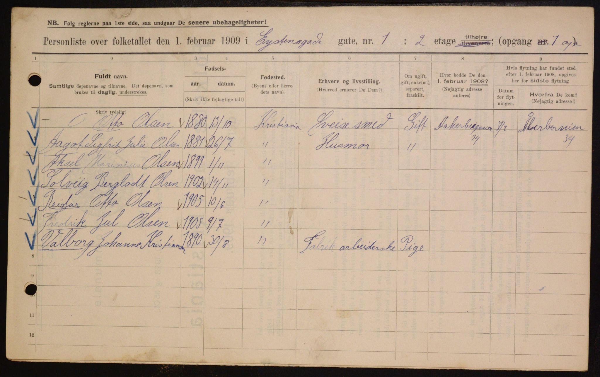 OBA, Municipal Census 1909 for Kristiania, 1909, p. 29537