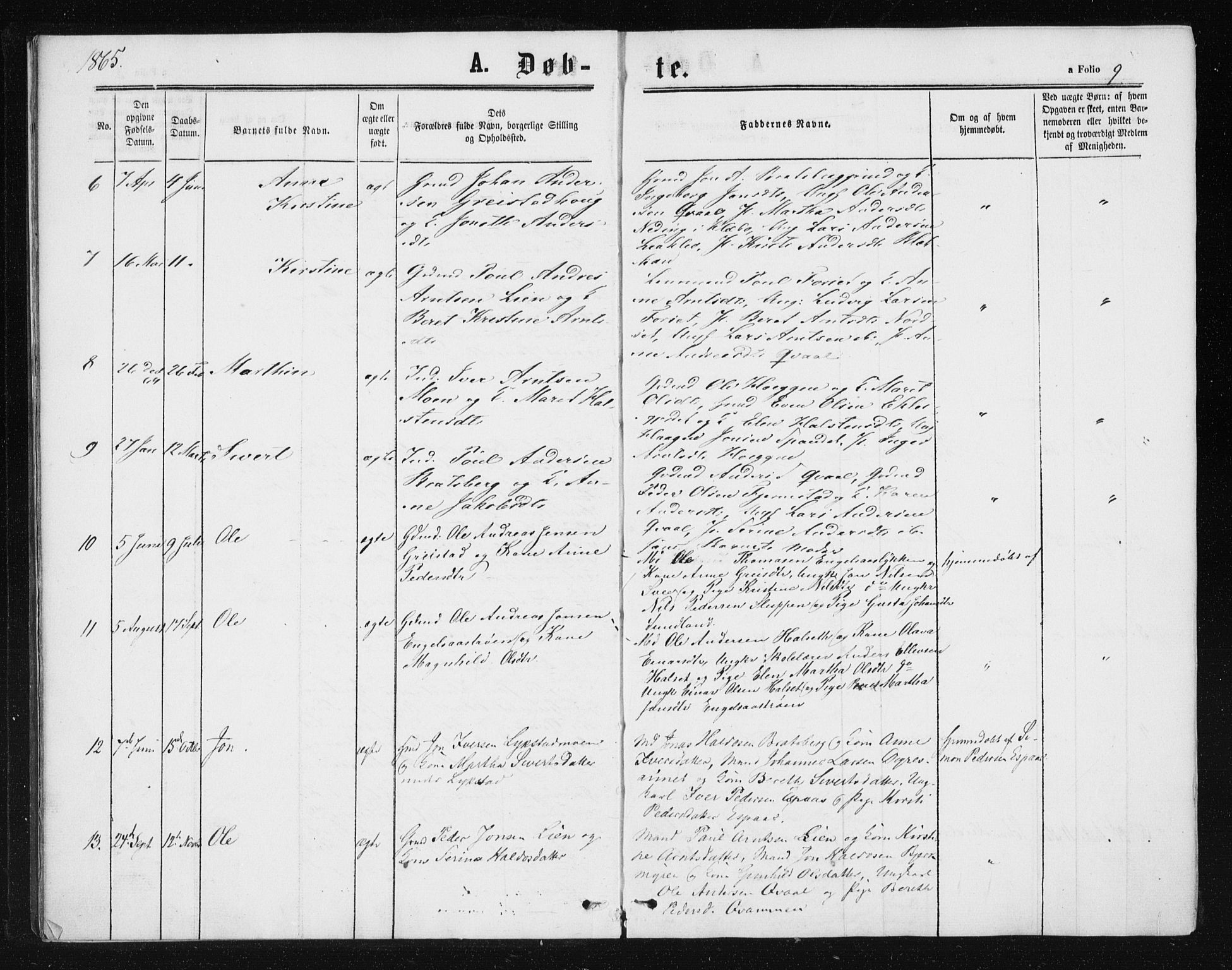 Ministerialprotokoller, klokkerbøker og fødselsregistre - Sør-Trøndelag, AV/SAT-A-1456/608/L0333: Parish register (official) no. 608A02, 1862-1876, p. 9