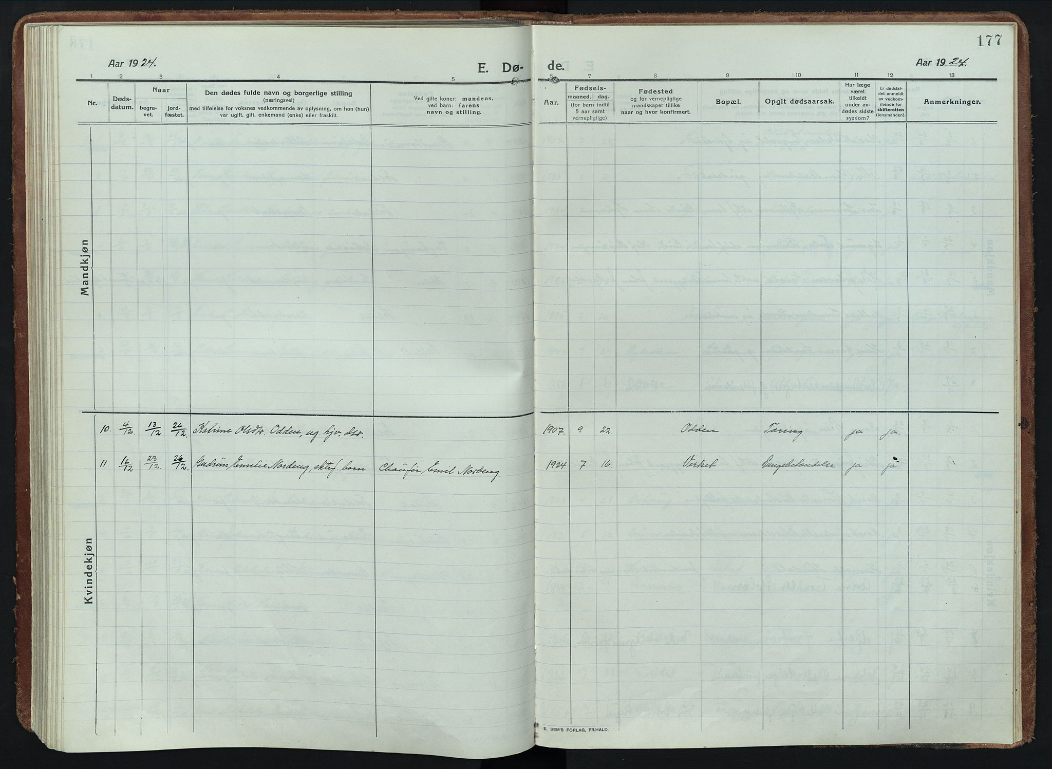 Alvdal prestekontor, SAH/PREST-060/H/Ha/Haa/L0005: Parish register (official) no. 5, 1913-1930, p. 177