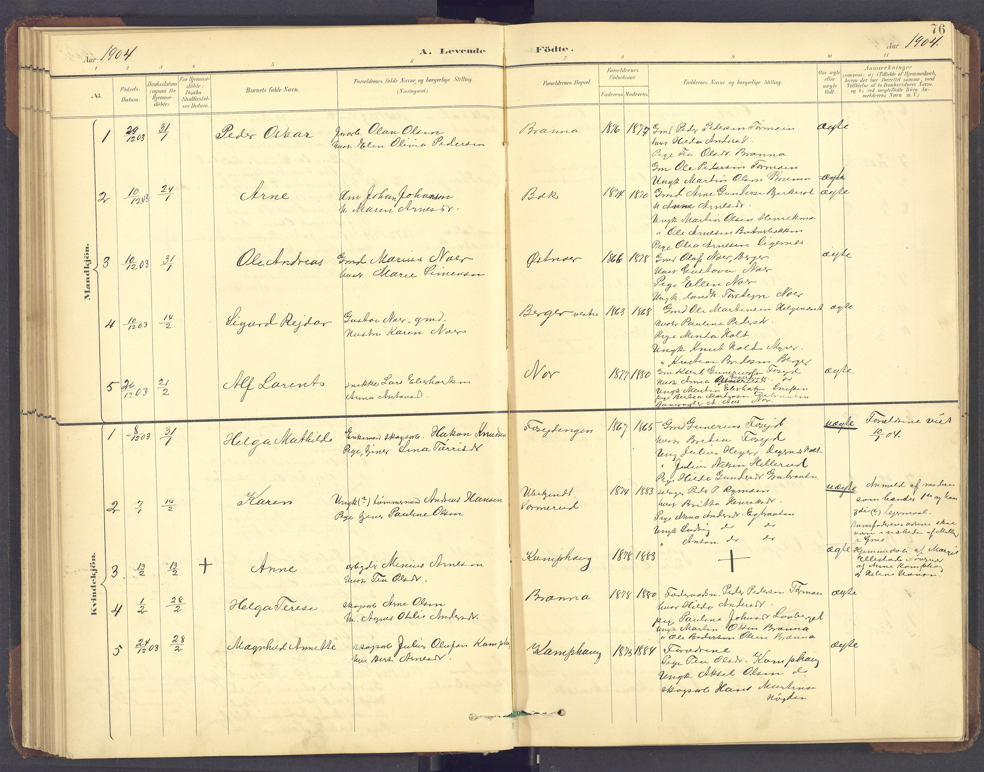 Brandval prestekontor, SAH/PREST-034/H/Ha/Hab/L0002: Parish register (copy) no. 2, 1895-1904, p. 76