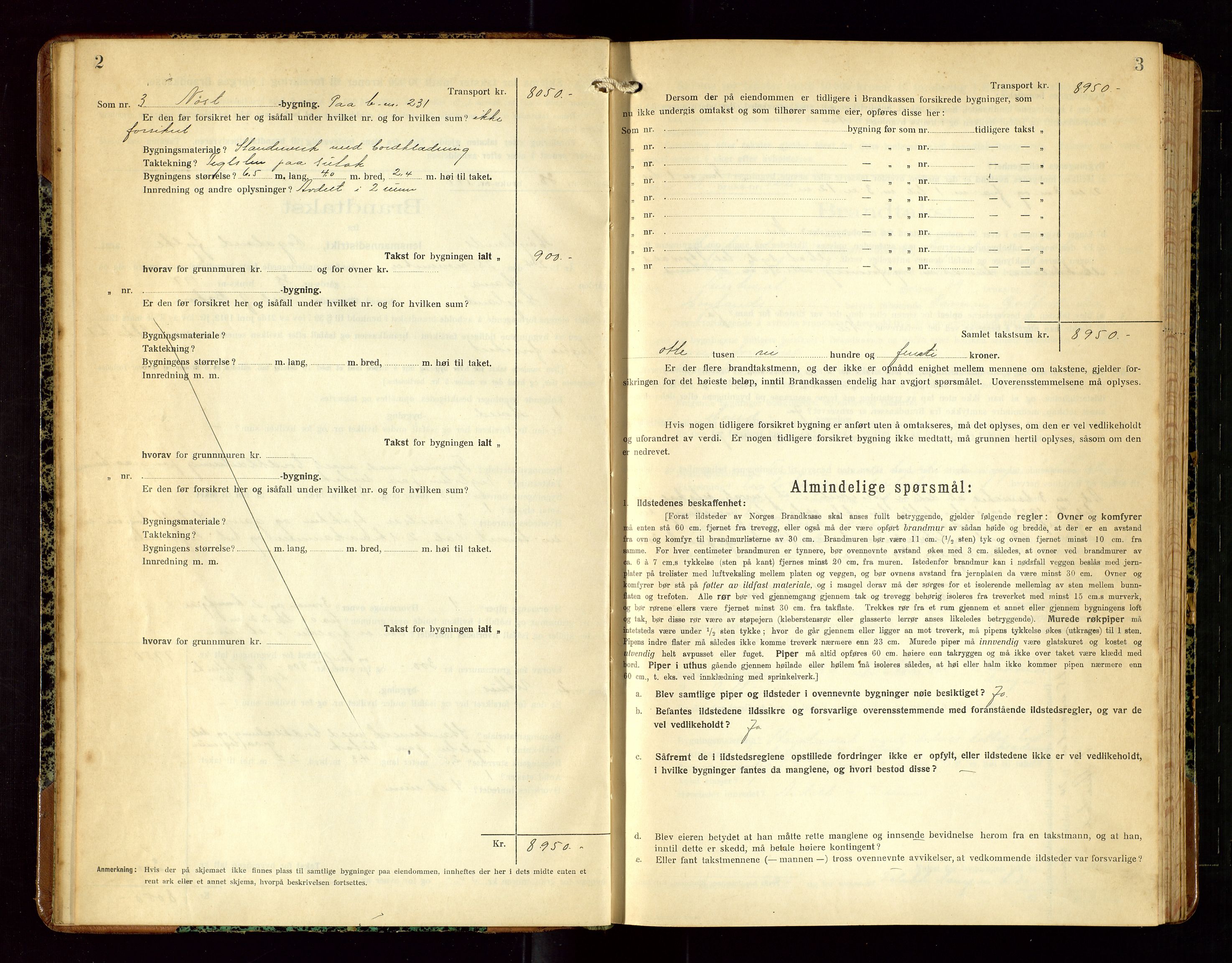 Høyland/Sandnes lensmannskontor, AV/SAST-A-100166/Gob/L0004: "Brandtakstprotokol", 1924-1933, p. 2-3