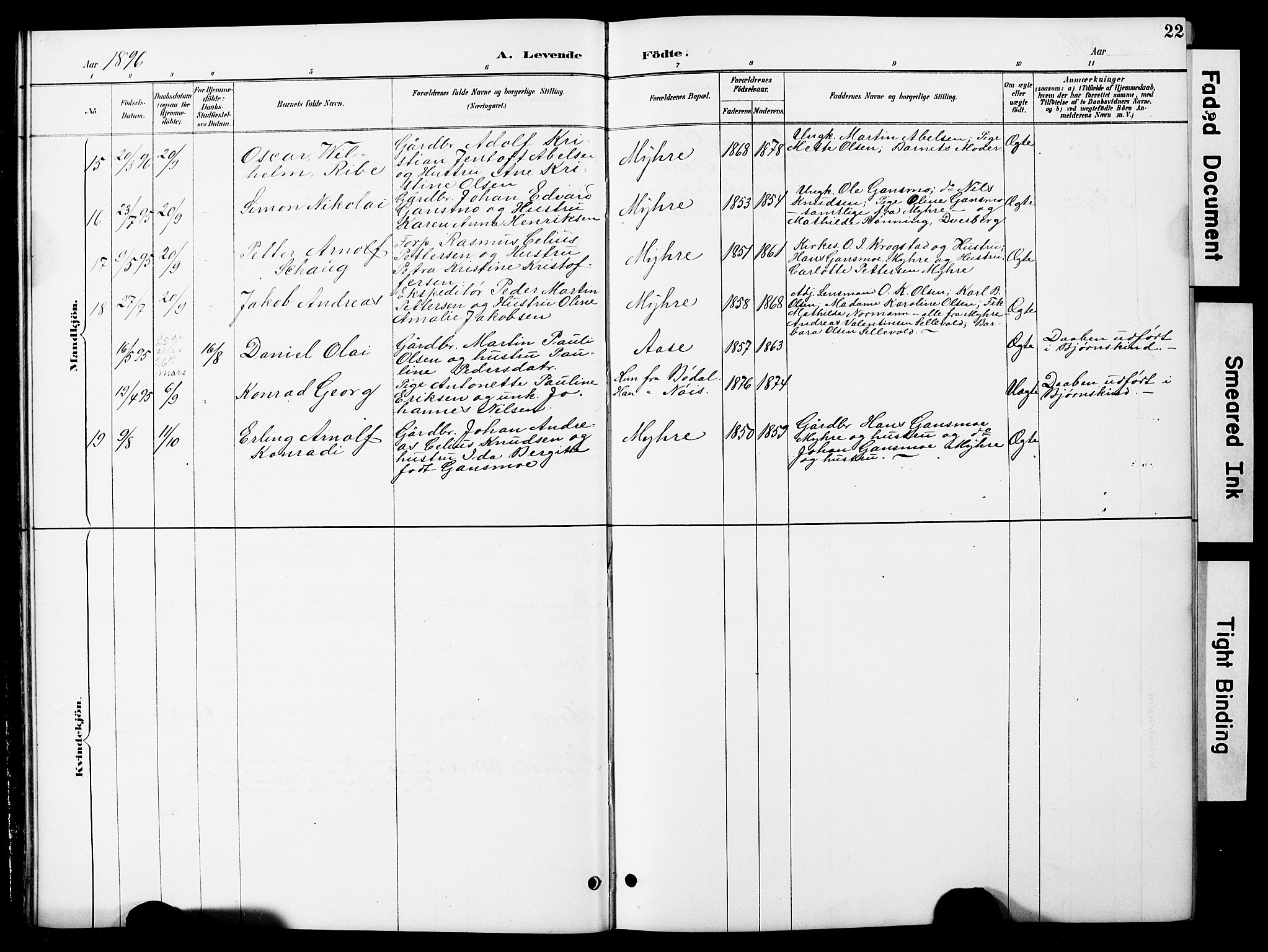 Ministerialprotokoller, klokkerbøker og fødselsregistre - Nordland, AV/SAT-A-1459/897/L1413: Parish register (copy) no. 897C03, 1887-1903, p. 22